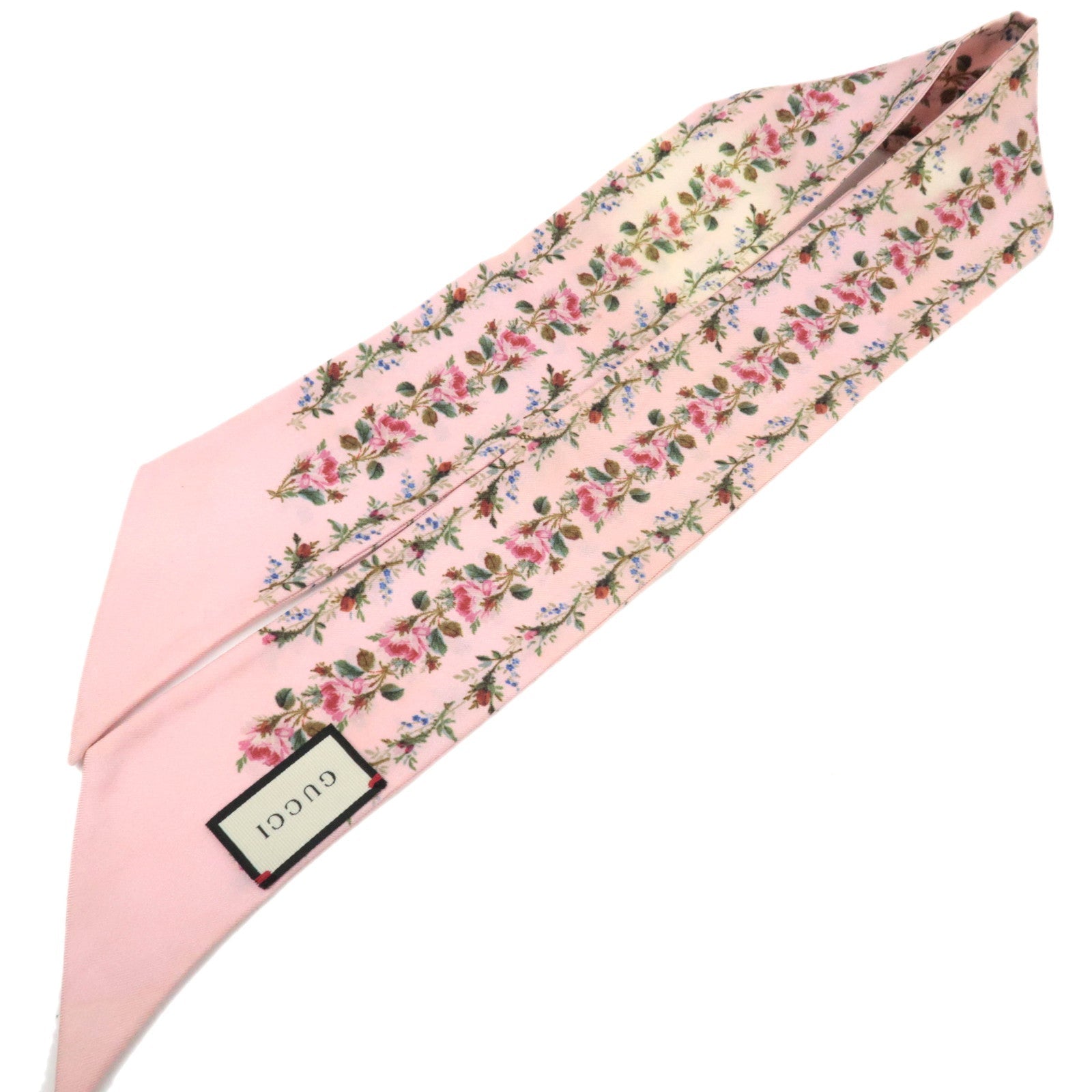 GUCCI Silk Flower Print Scarf Pink