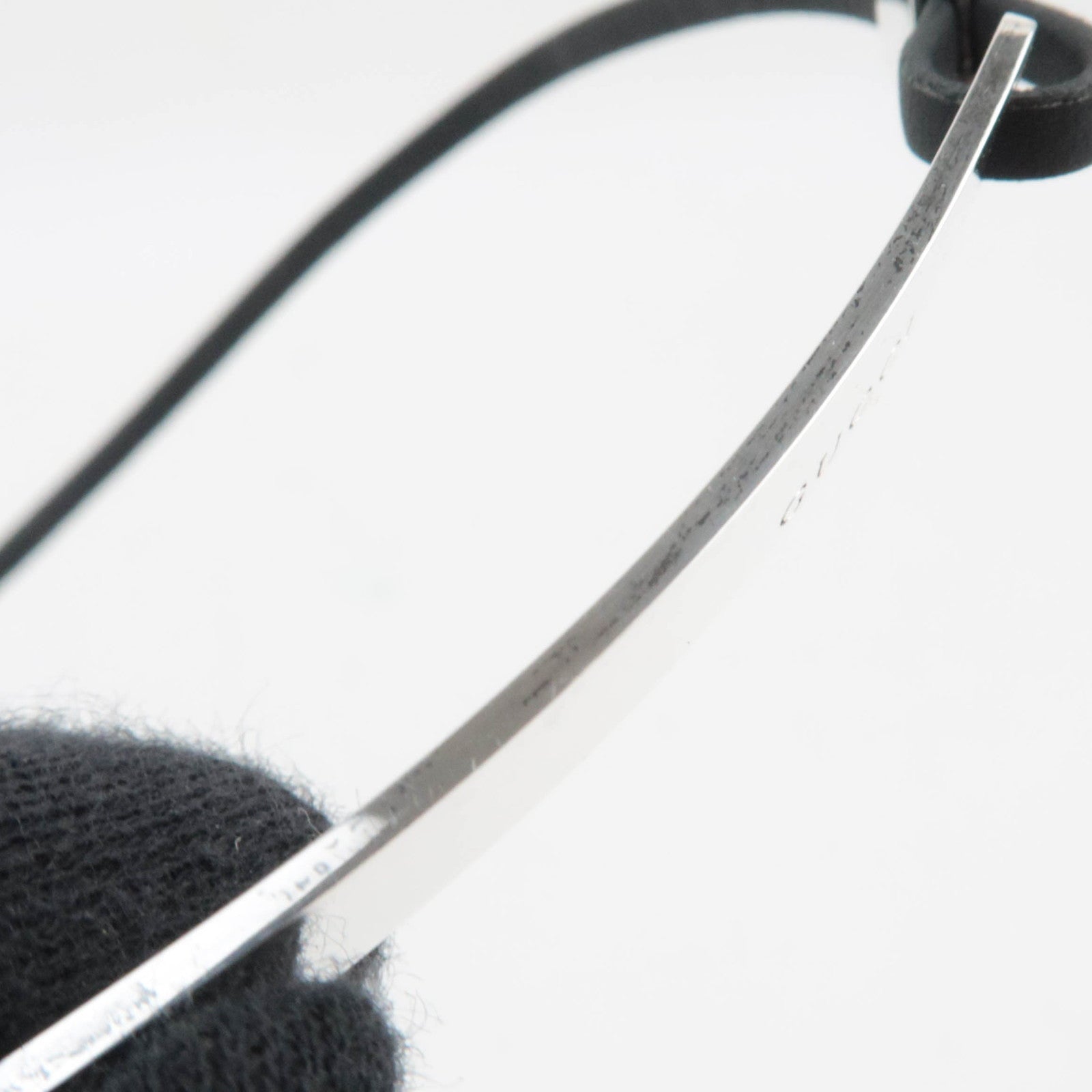 GUCCI Logo Silver Plate Choker Leather Necklace SV925 Black