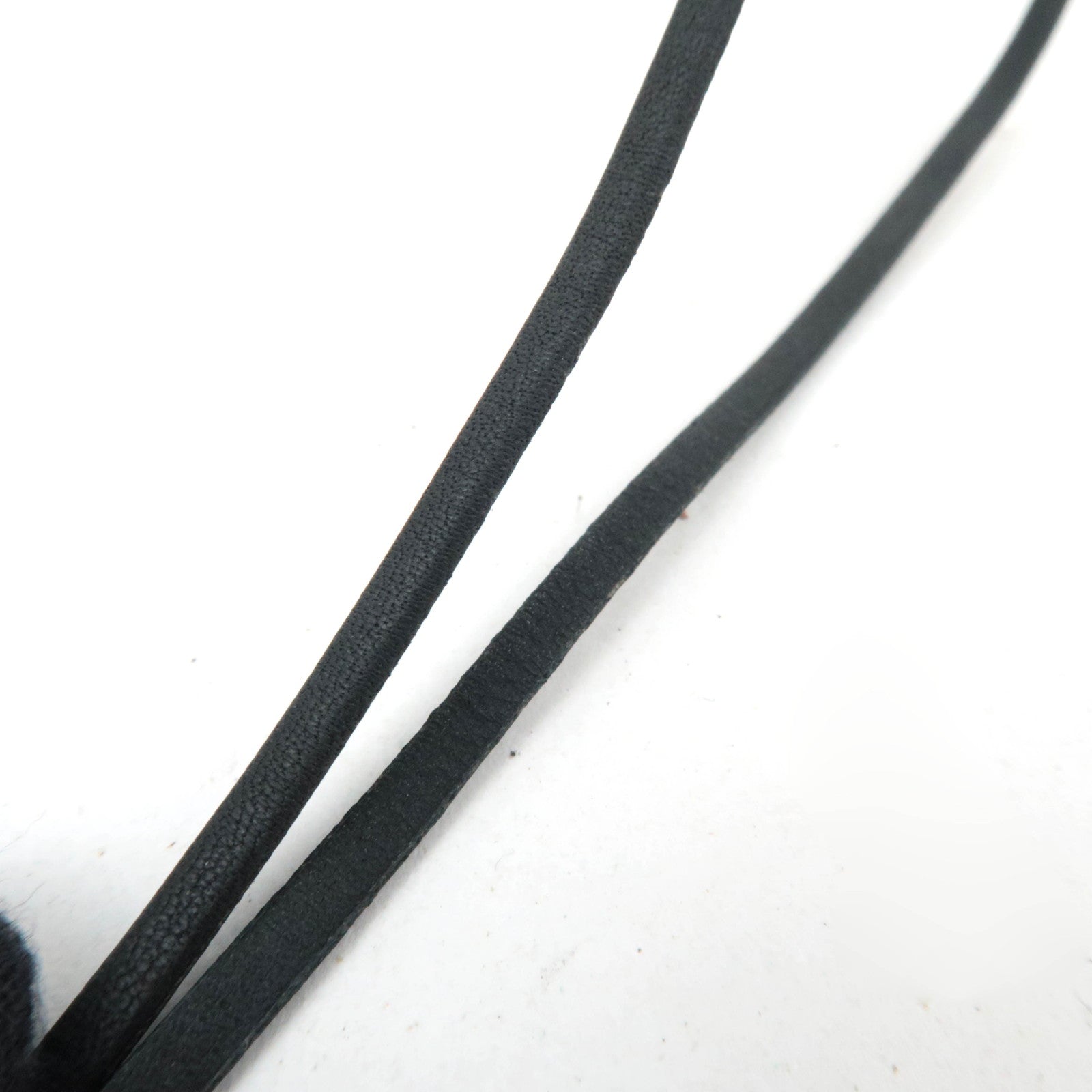 GUCCI Logo Silver Plate Choker Leather Necklace SV925 Black