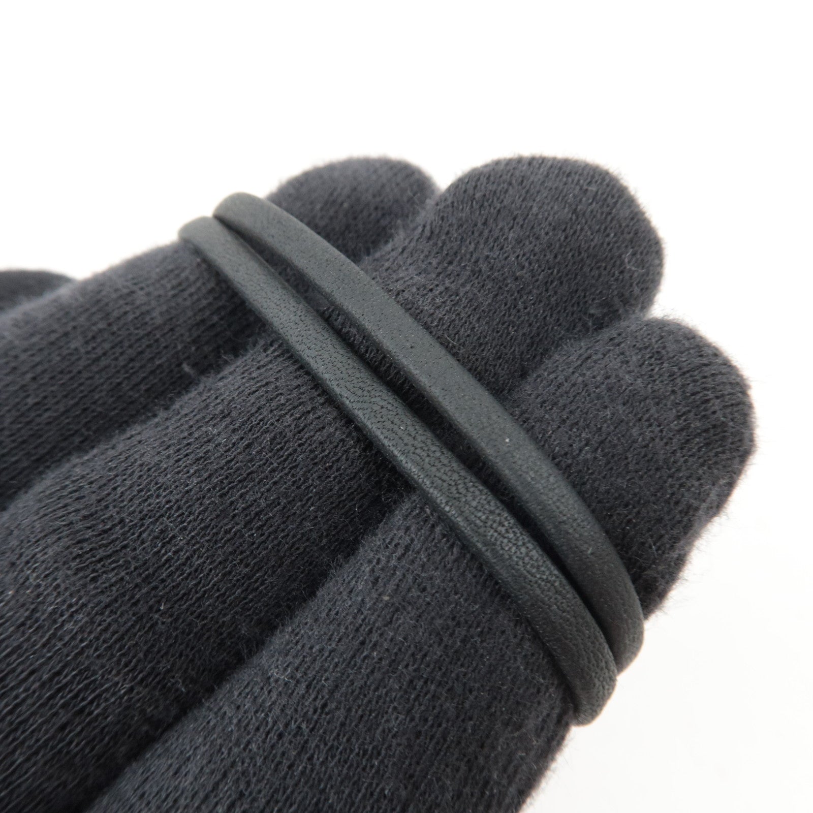 GUCCI Logo Silver Plate Choker Leather Necklace SV925 Black