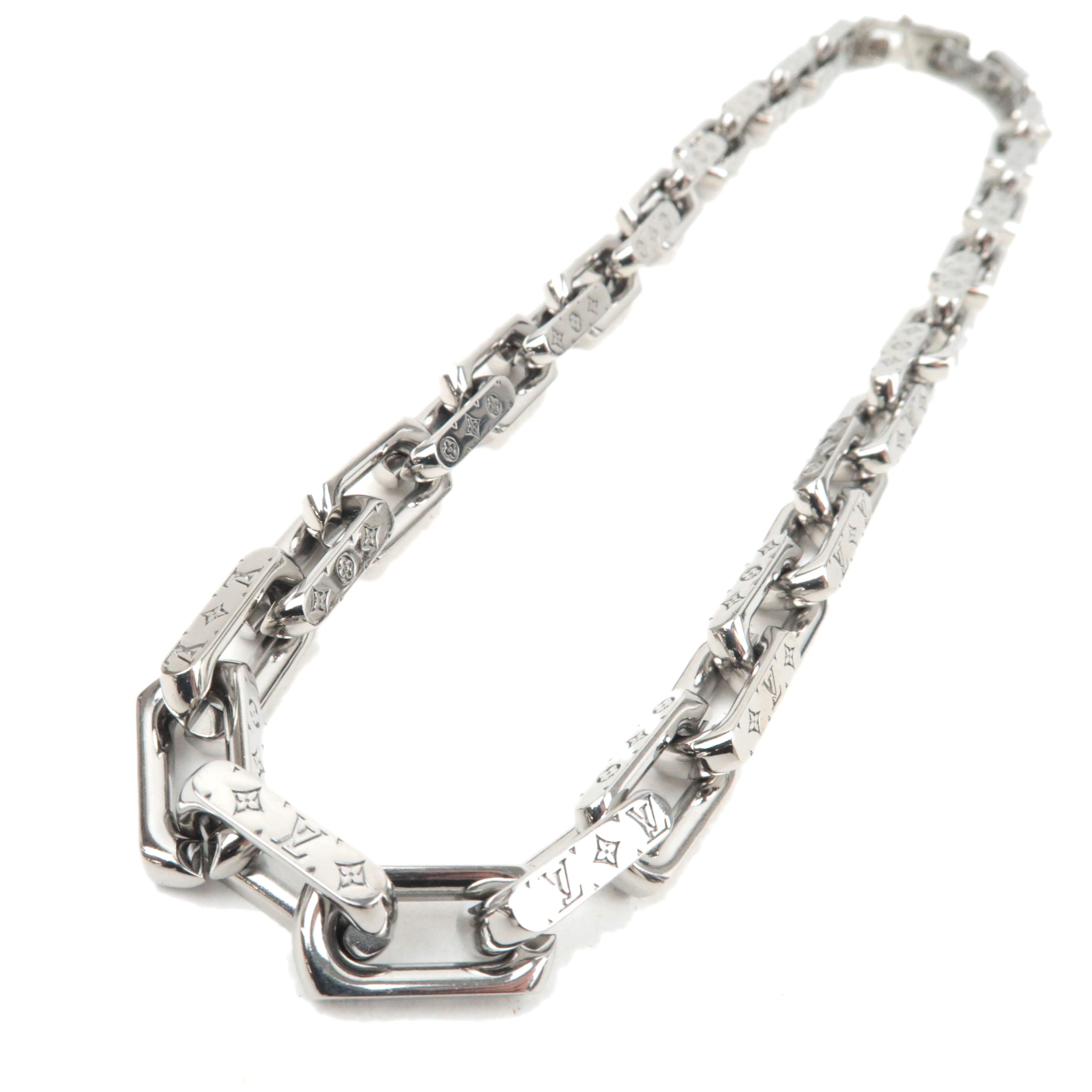 Louis Vuitton Collier Monogram Chain Necklace Silver M0030786379