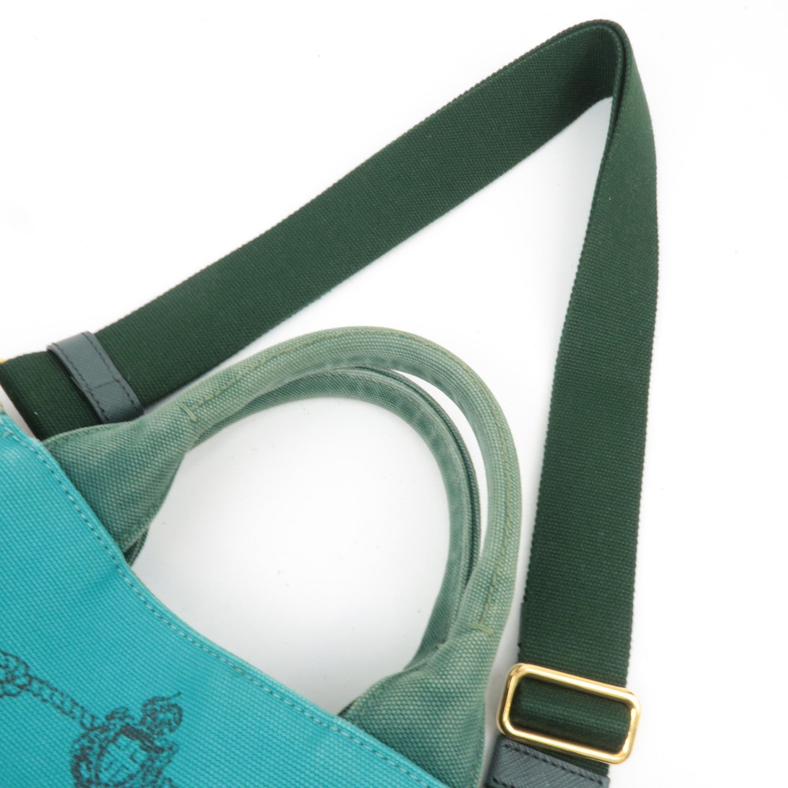 PRADA Canapa Mini 2Way Bag Canvas Green 1BG439