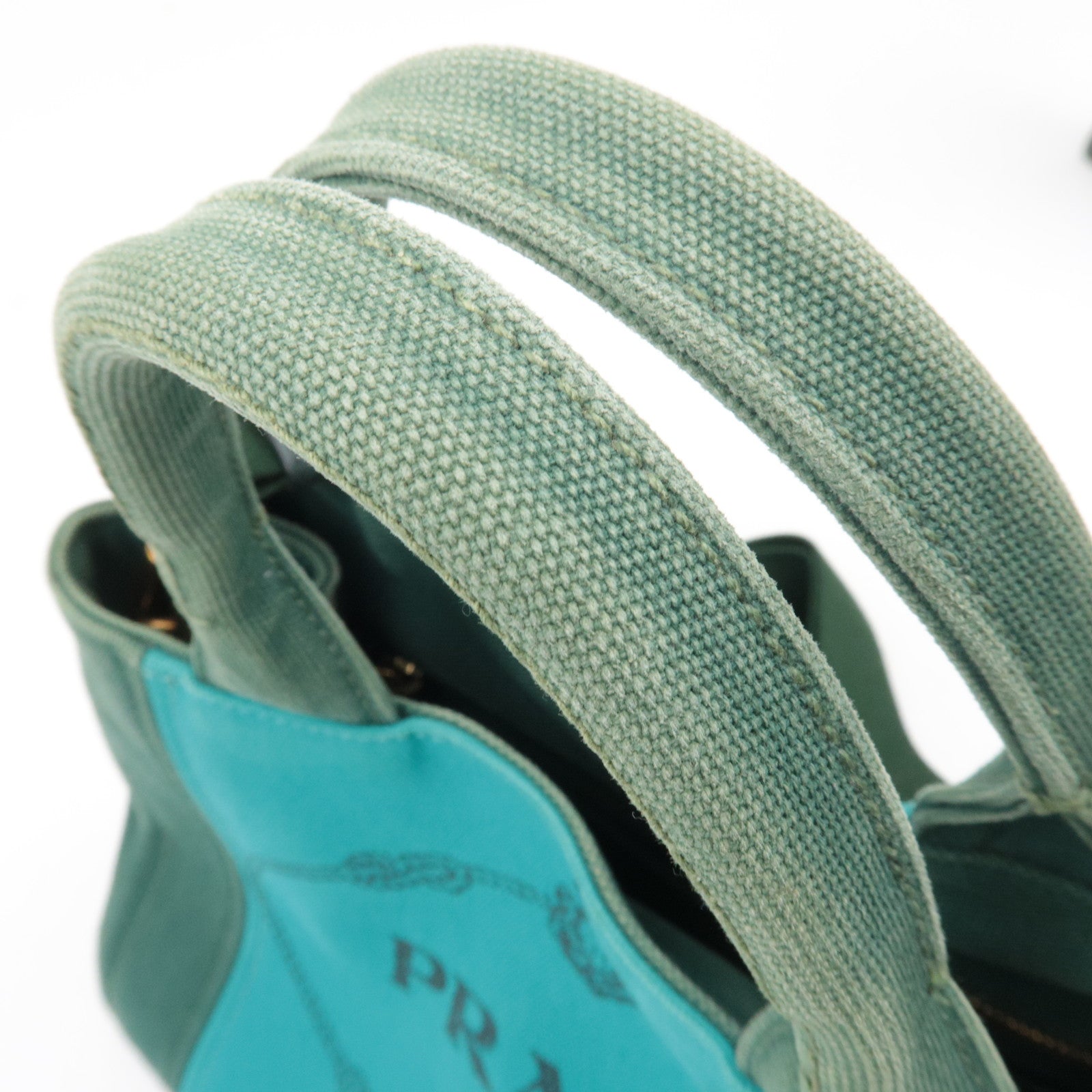 PRADA Canapa Mini 2Way Bag Canvas Green 1BG439