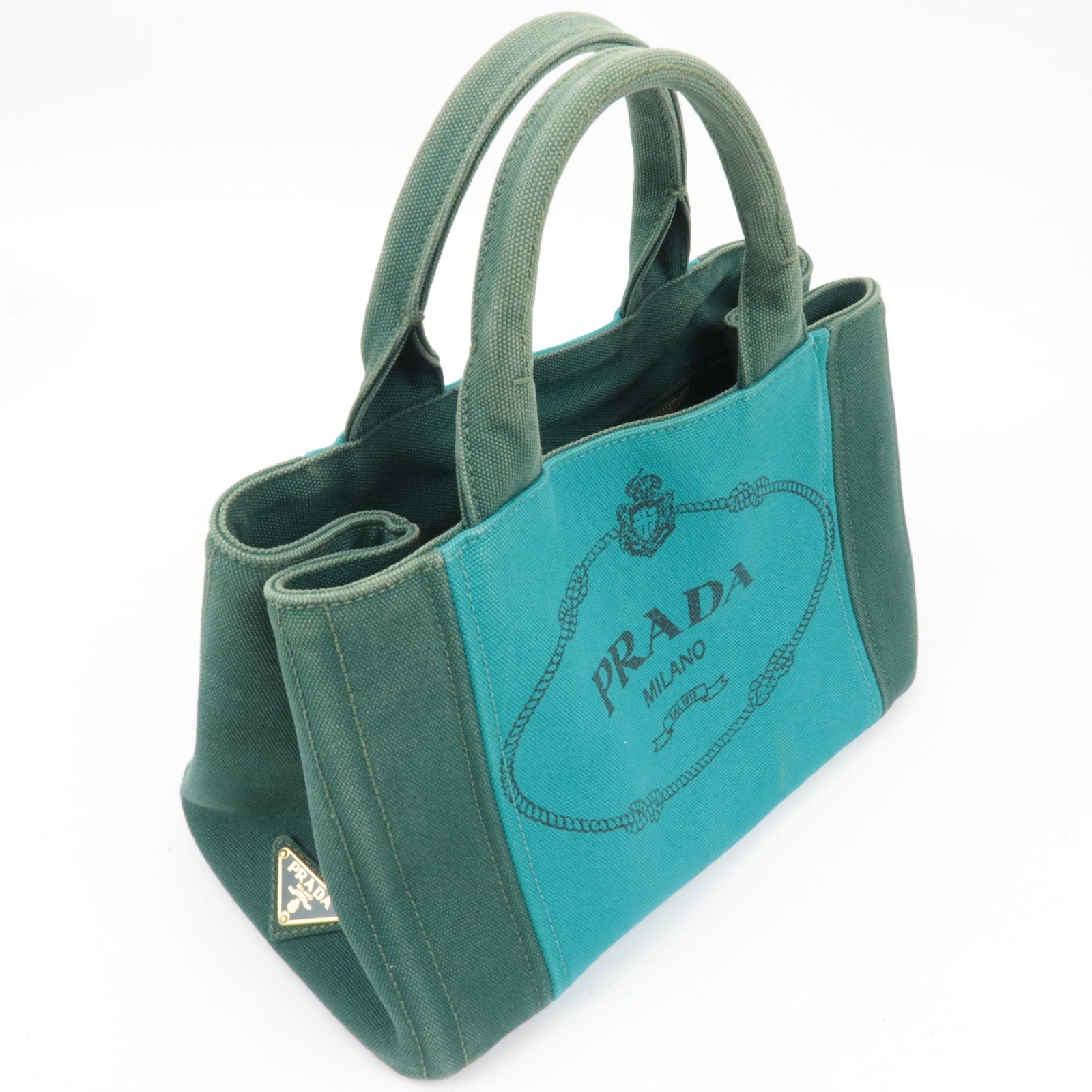 PRADA Canapa Mini 2Way Bag Canvas Green 1BG439