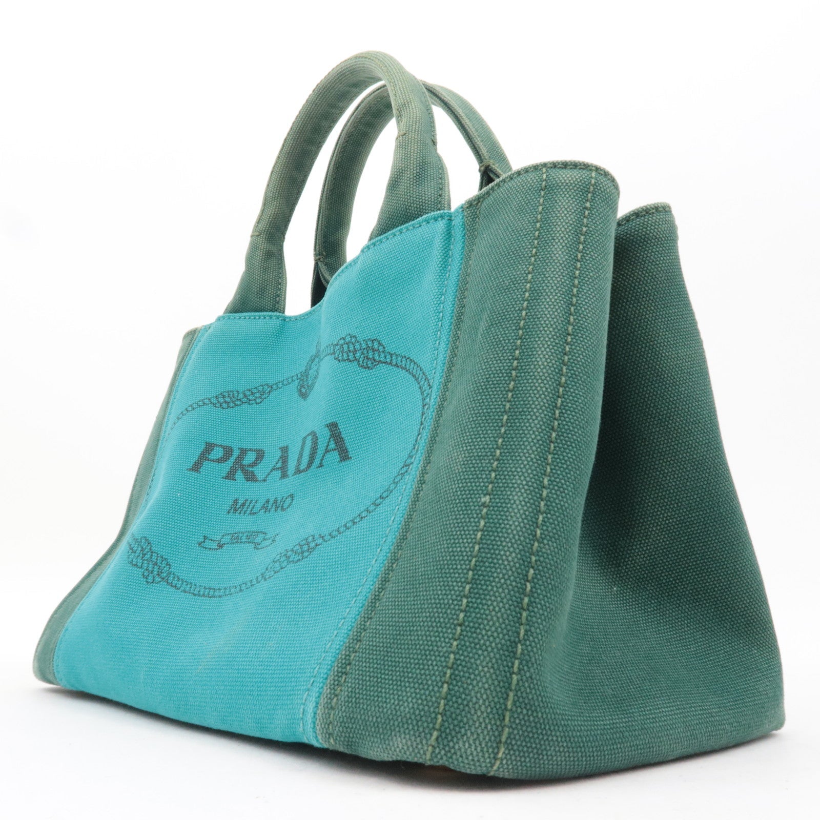 PRADA Canapa Mini 2Way Bag Canvas Green 1BG439