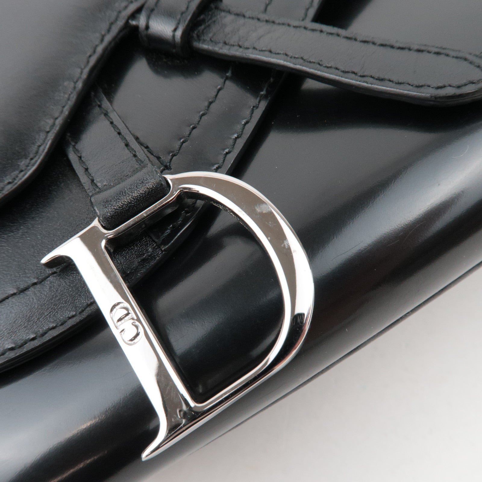 Christian Dior Saddle 2Way Bag Patent Leather Black