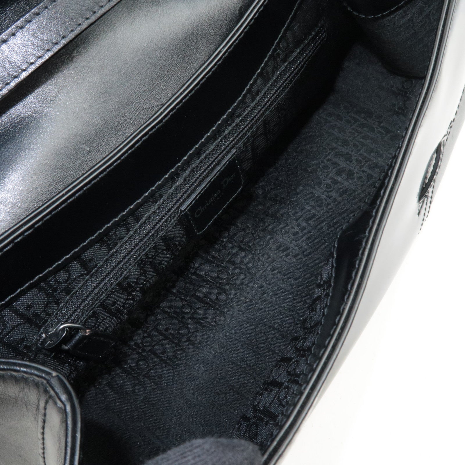 Christian Dior Saddle 2Way Bag Patent Leather Black