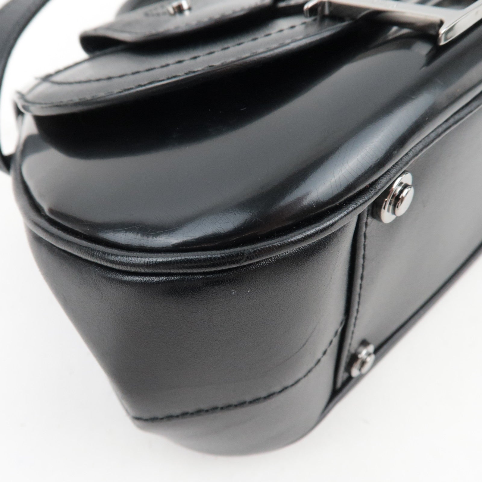 Christian Dior Saddle 2Way Bag Patent Leather Black