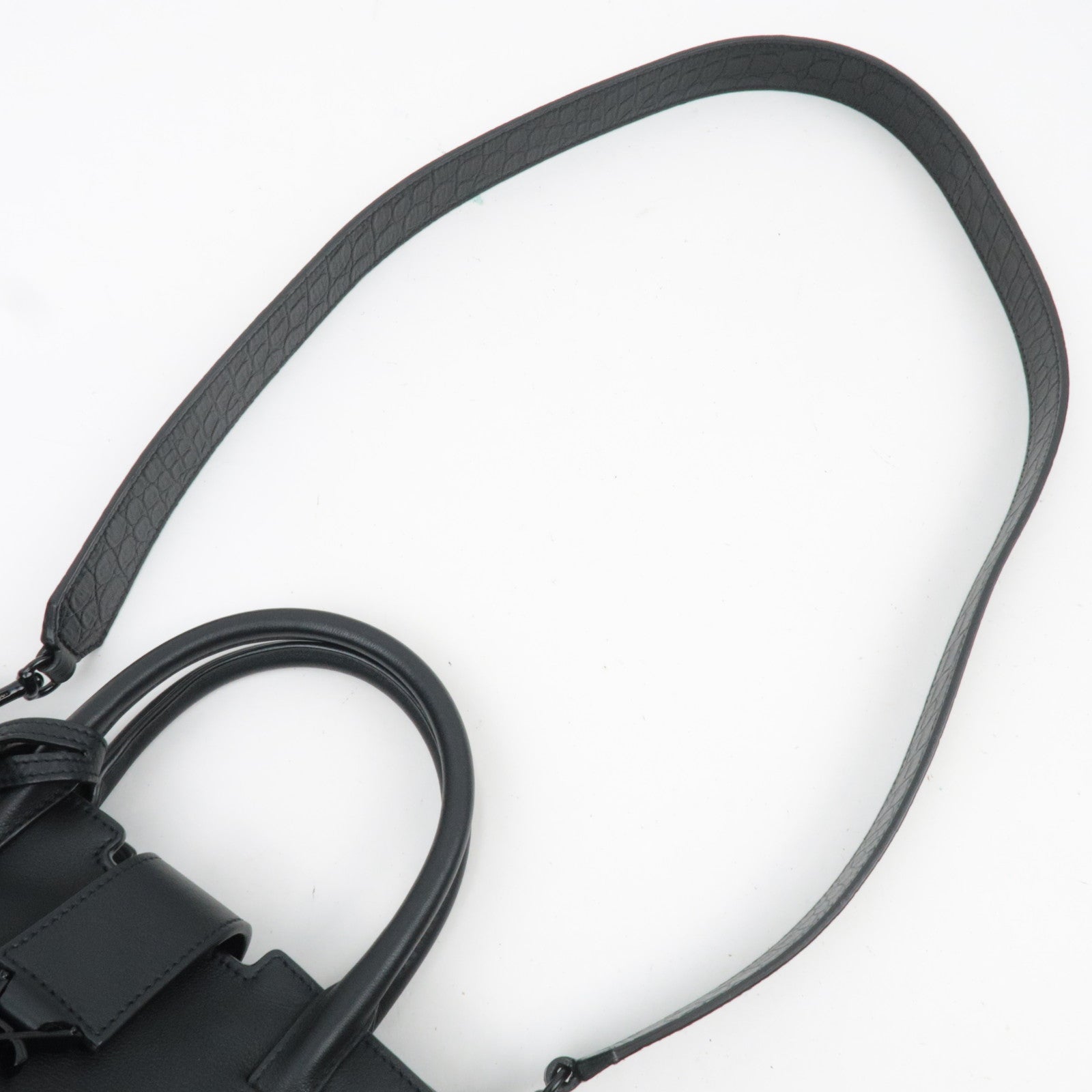 SAINT LAURENT Baby Downtown Cabas Leather 2 Way Bag Black 436834