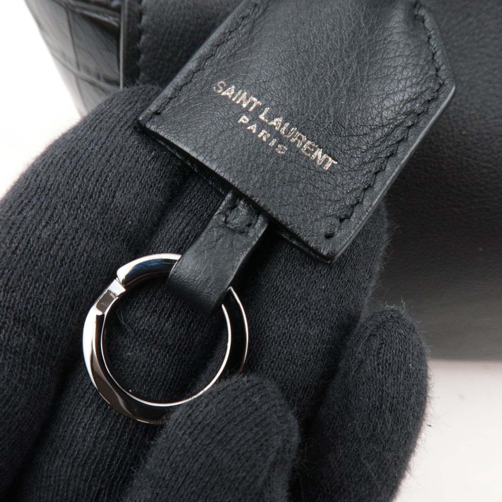 SAINT LAURENT Baby Downtown Cabas Leather 2 Way Bag Black 436834