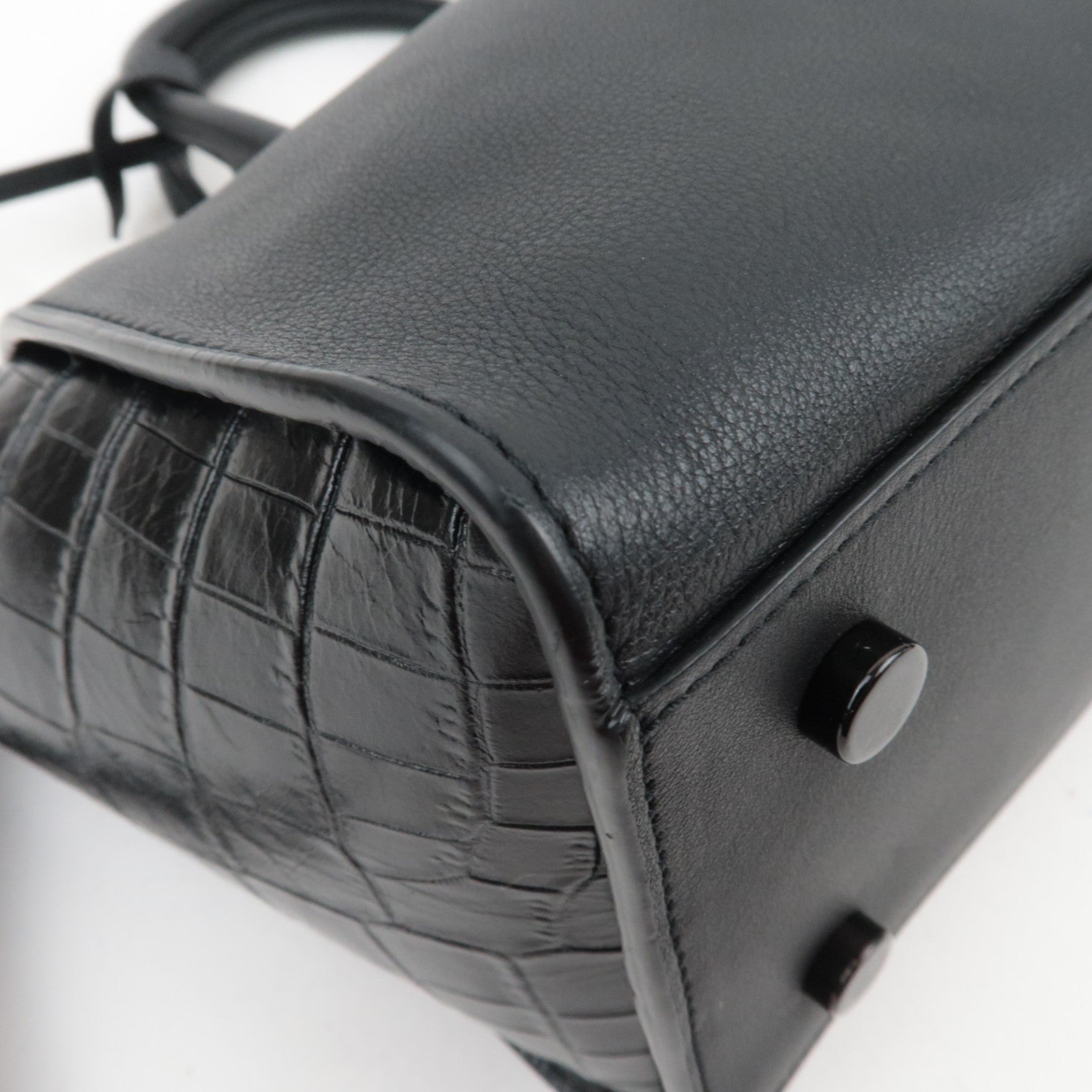 SAINT LAURENT Baby Downtown Cabas Leather 2 Way Bag Black 436834