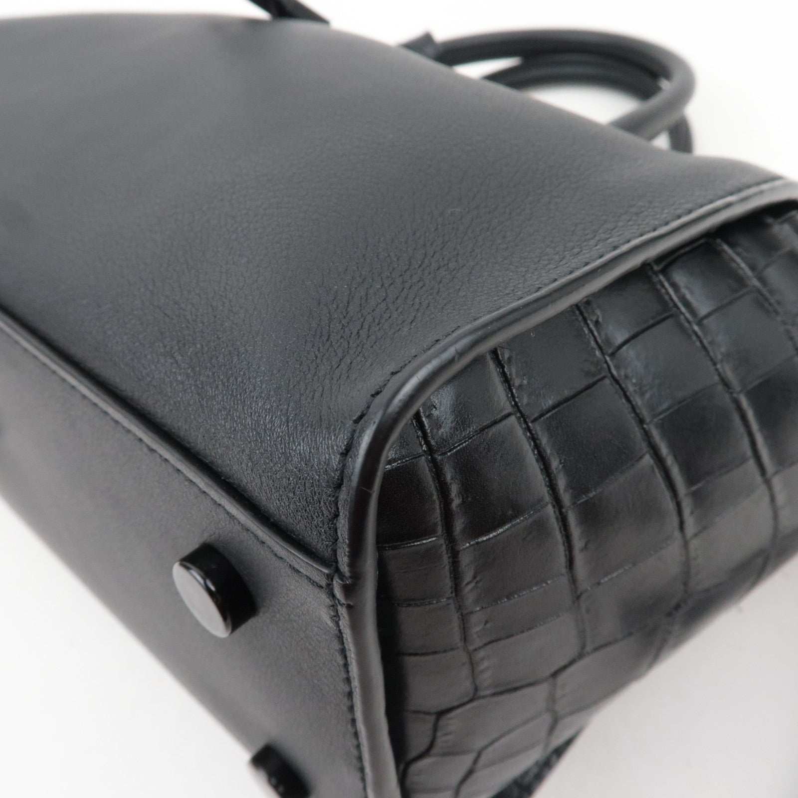 SAINT LAURENT Baby Downtown Cabas Leather 2 Way Bag Black 436834