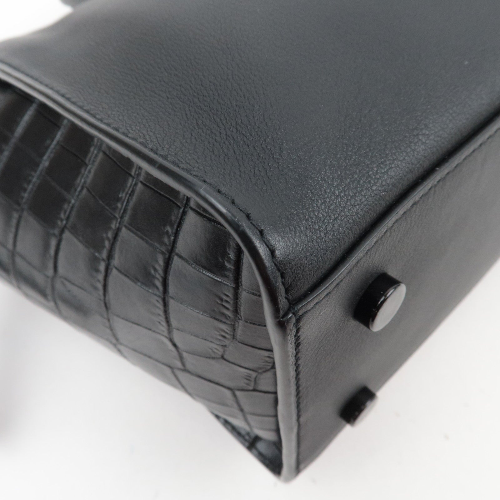 SAINT LAURENT Baby Downtown Cabas Leather 2 Way Bag Black 436834