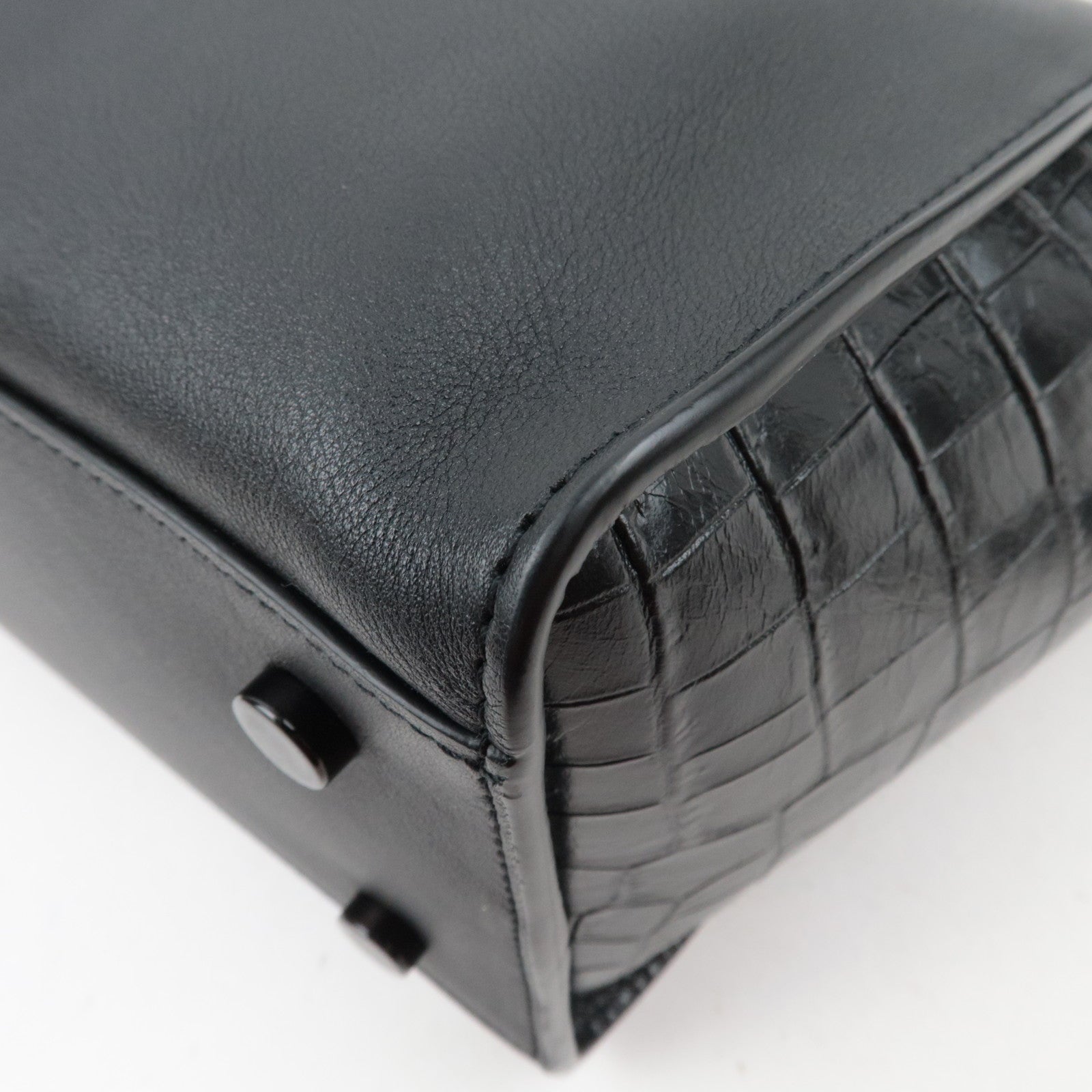 SAINT LAURENT Baby Downtown Cabas Leather 2 Way Bag Black 436834