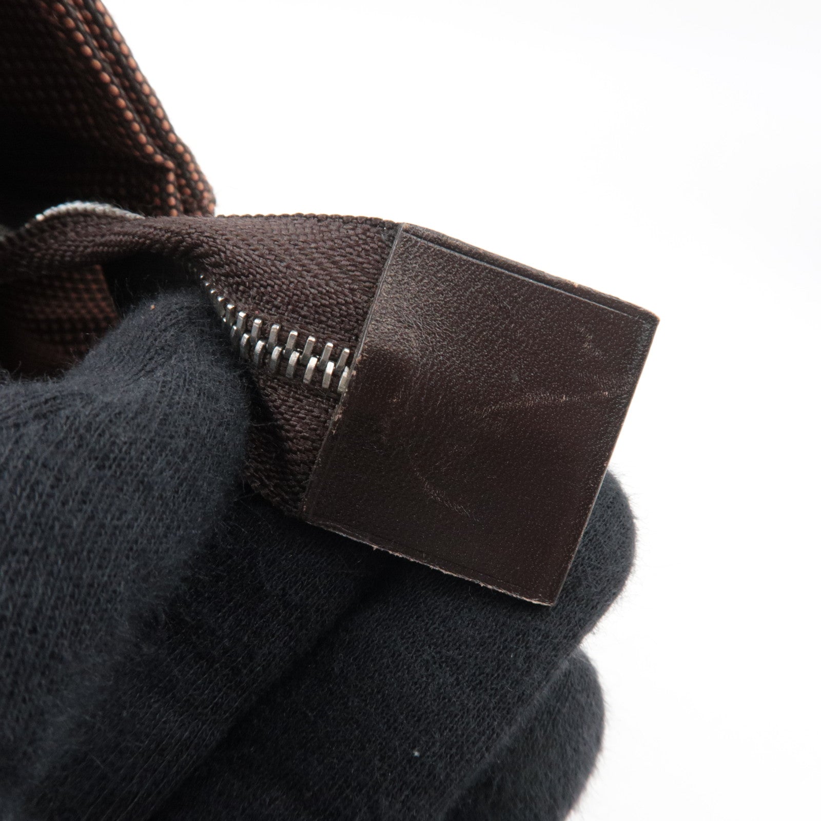 HERMES Her Line Canvas Clutch Bag MM Brown