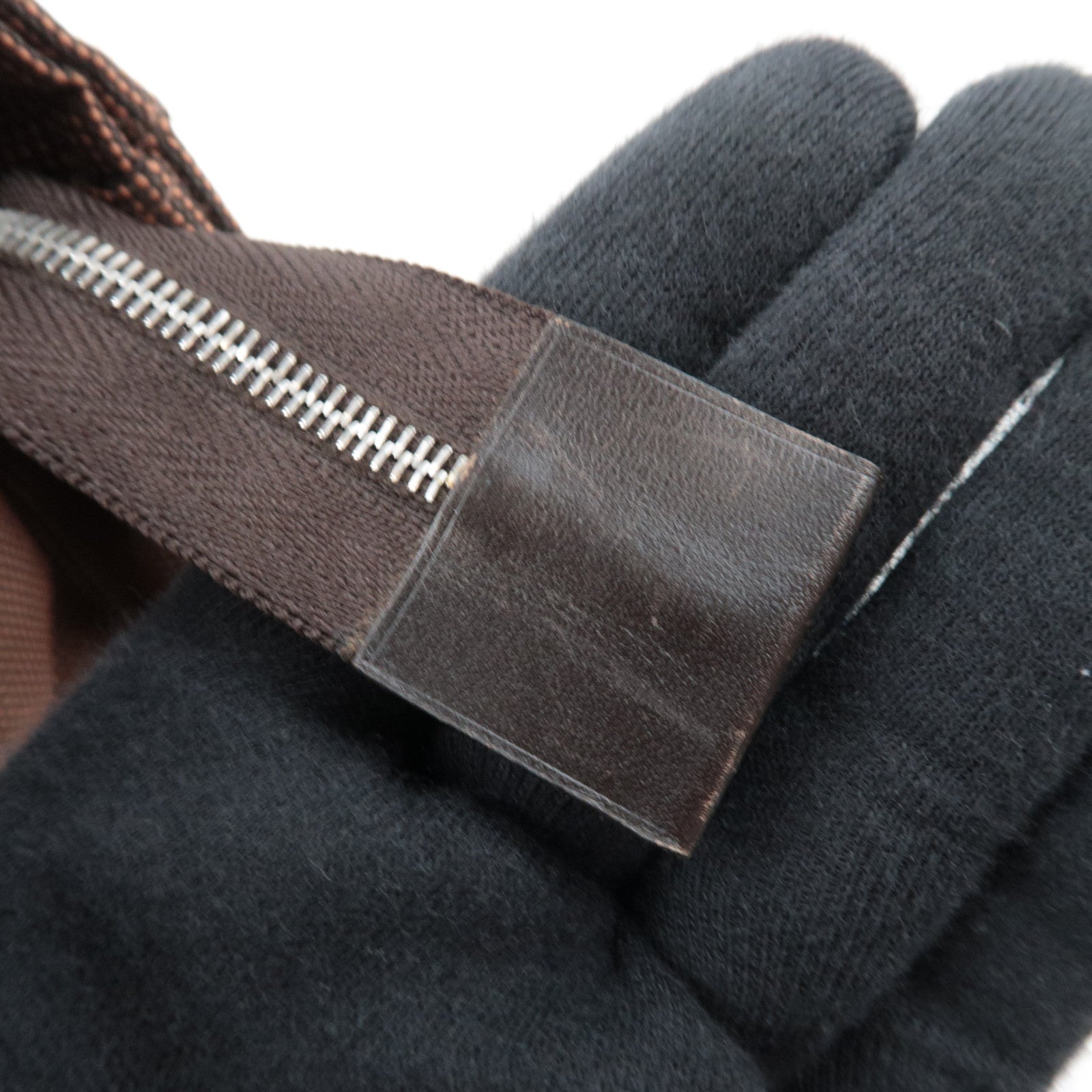 HERMES Her Line Canvas Clutch Bag MM Brown