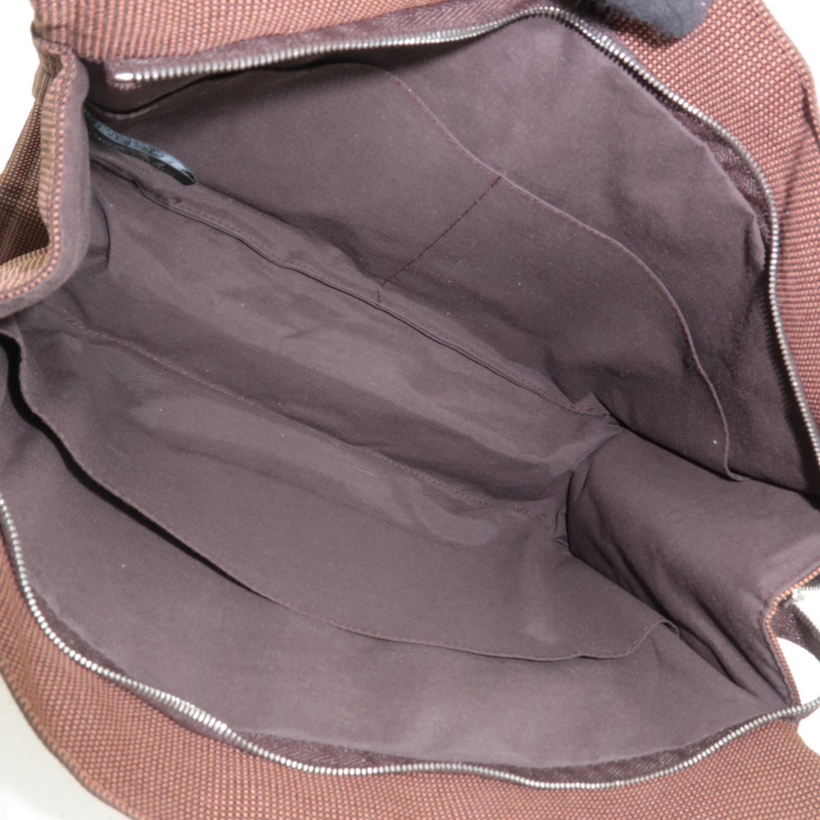 HERMES Her Line Canvas Clutch Bag MM Brown