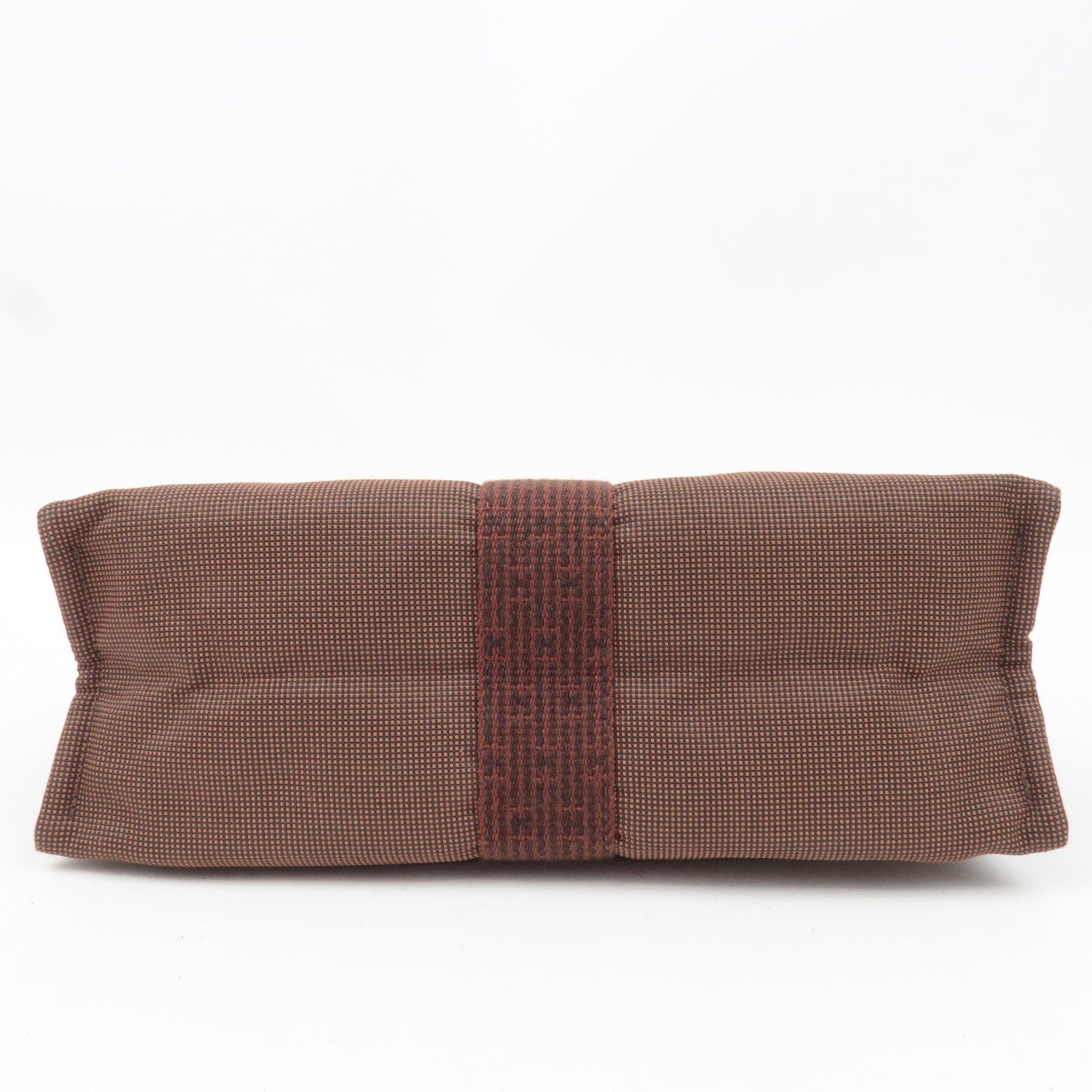 HERMES Her Line Canvas Clutch Bag MM Brown
