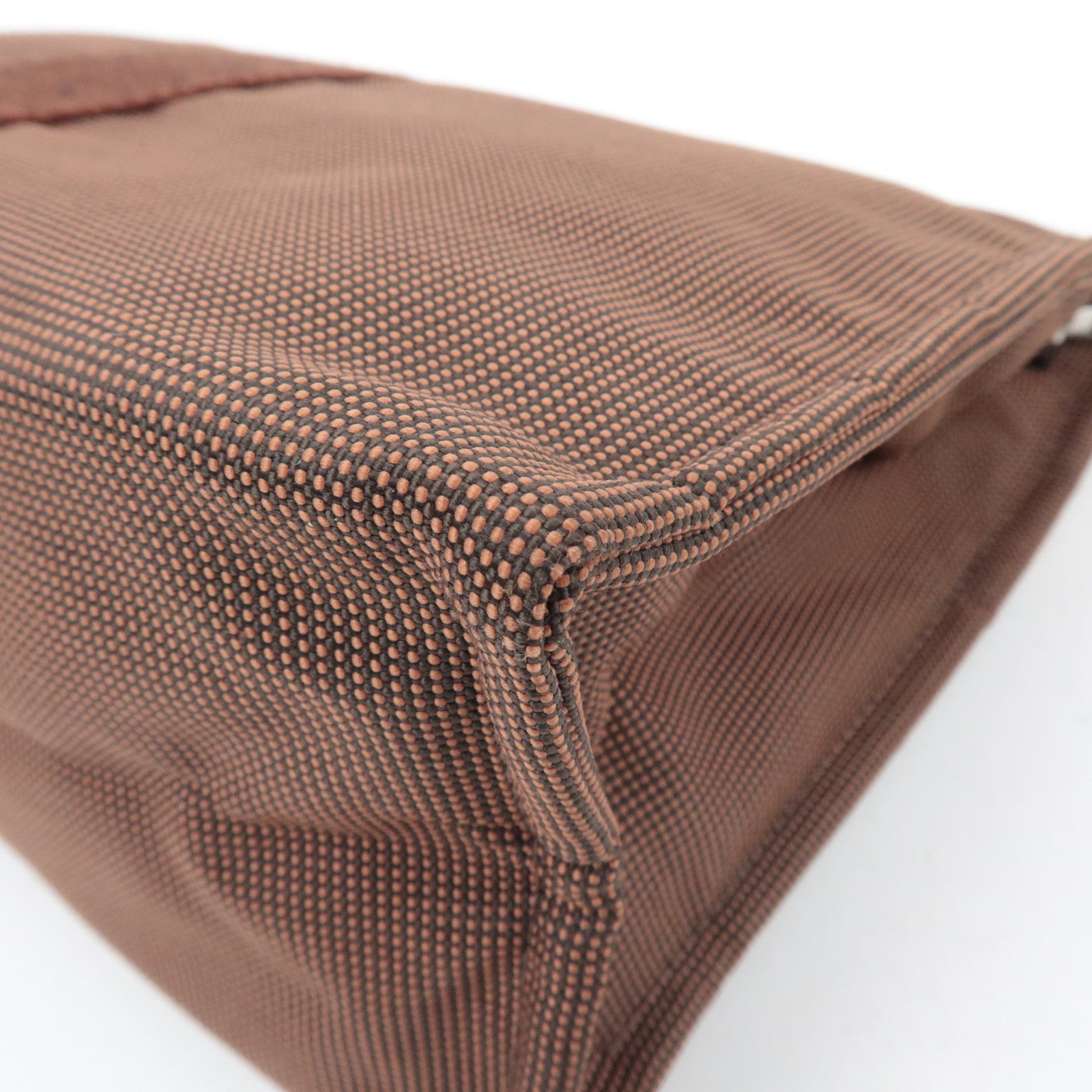 HERMES Her Line Canvas Clutch Bag MM Brown