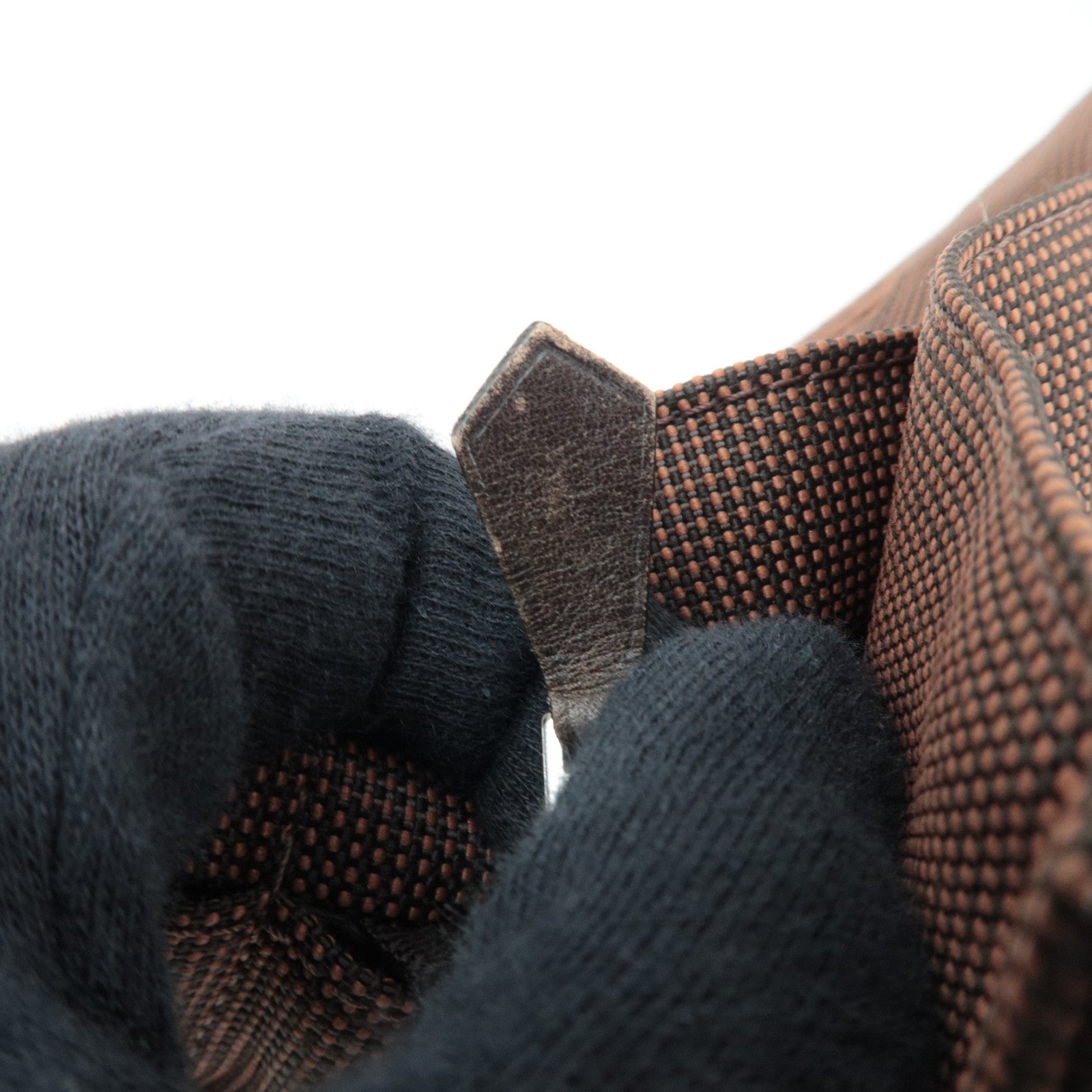 HERMES Her Line Canvas Clutch Bag MM Brown