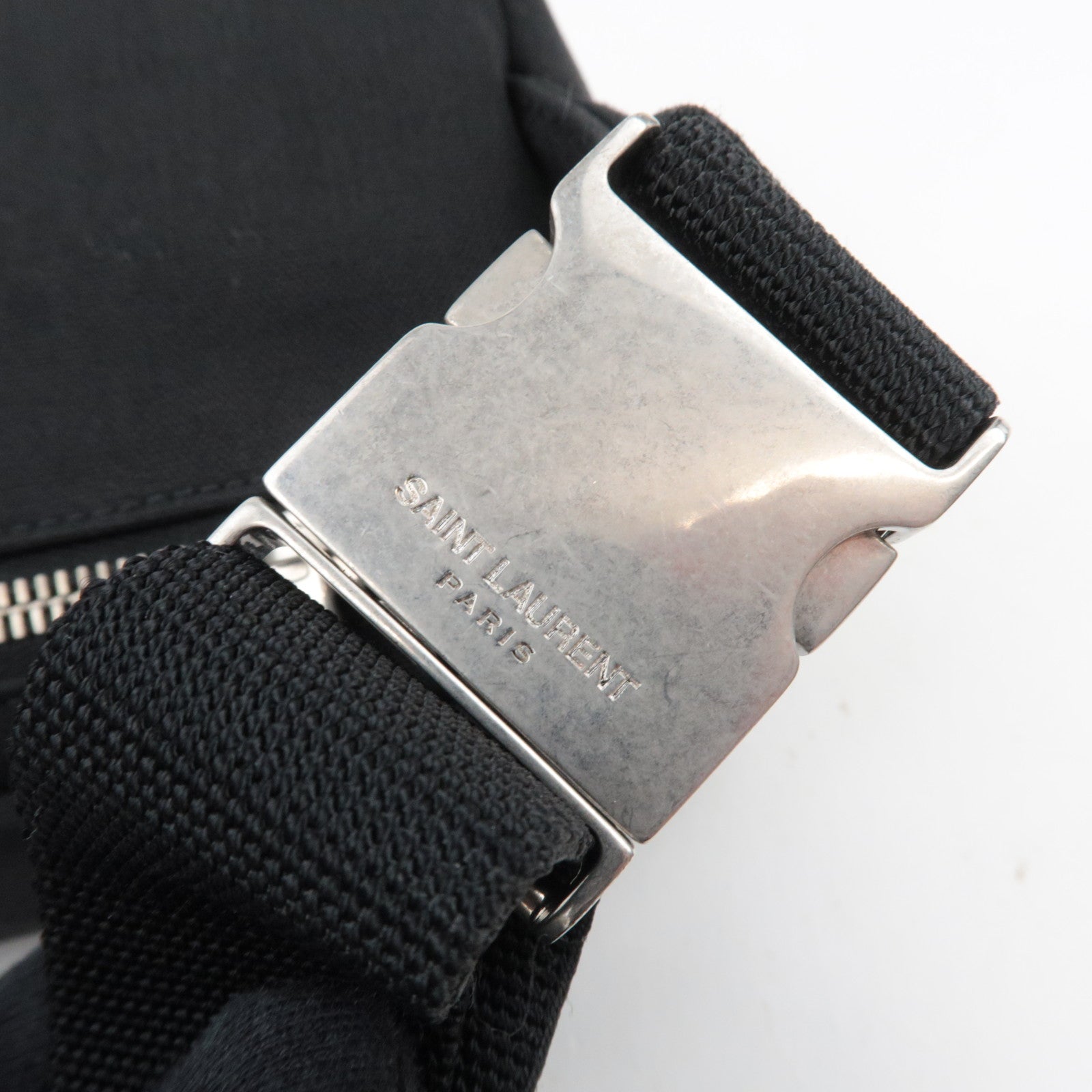 SAINT LAURENT Waist Bag Canvas Leather Black 505973