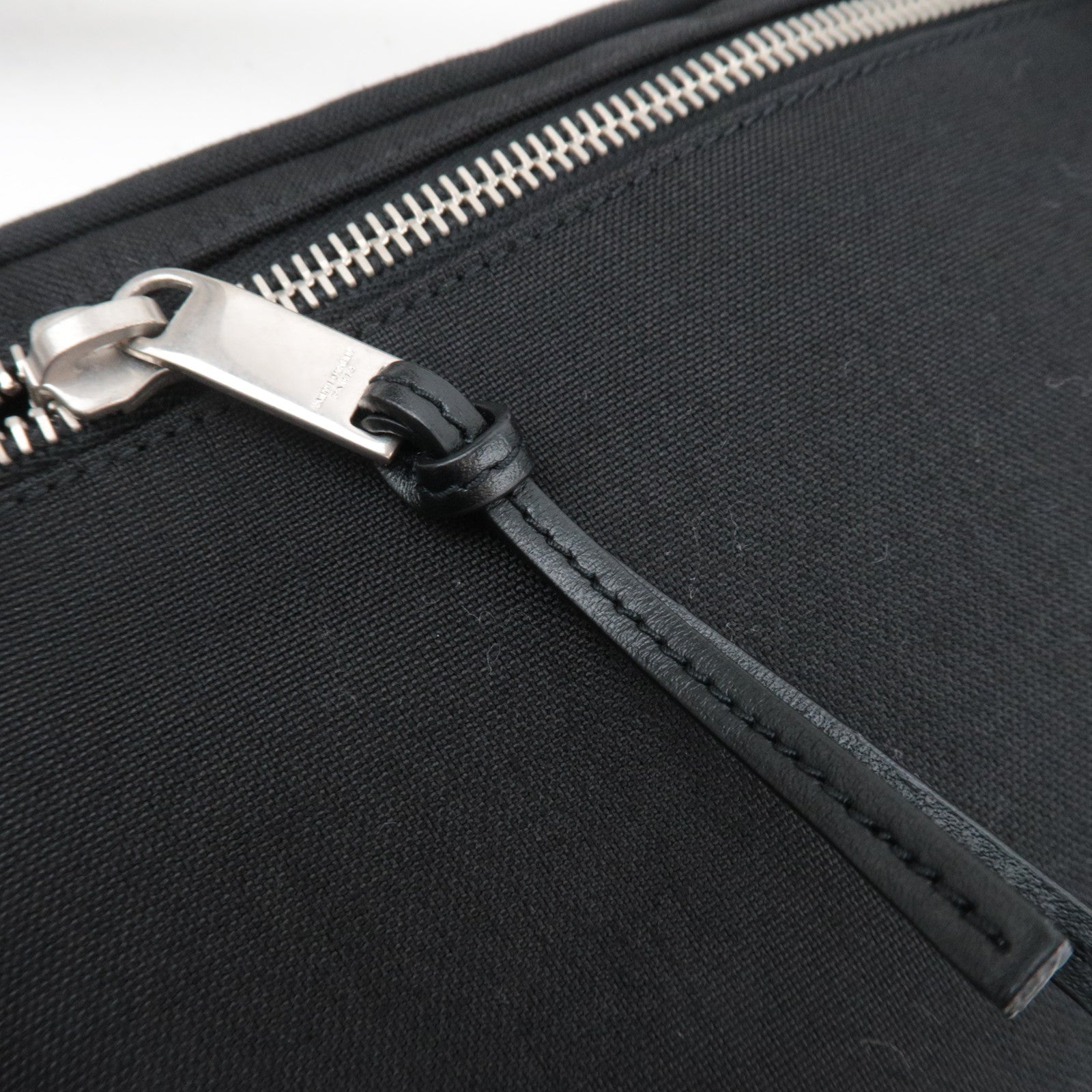 SAINT LAURENT Waist Bag Canvas Leather Black 505973