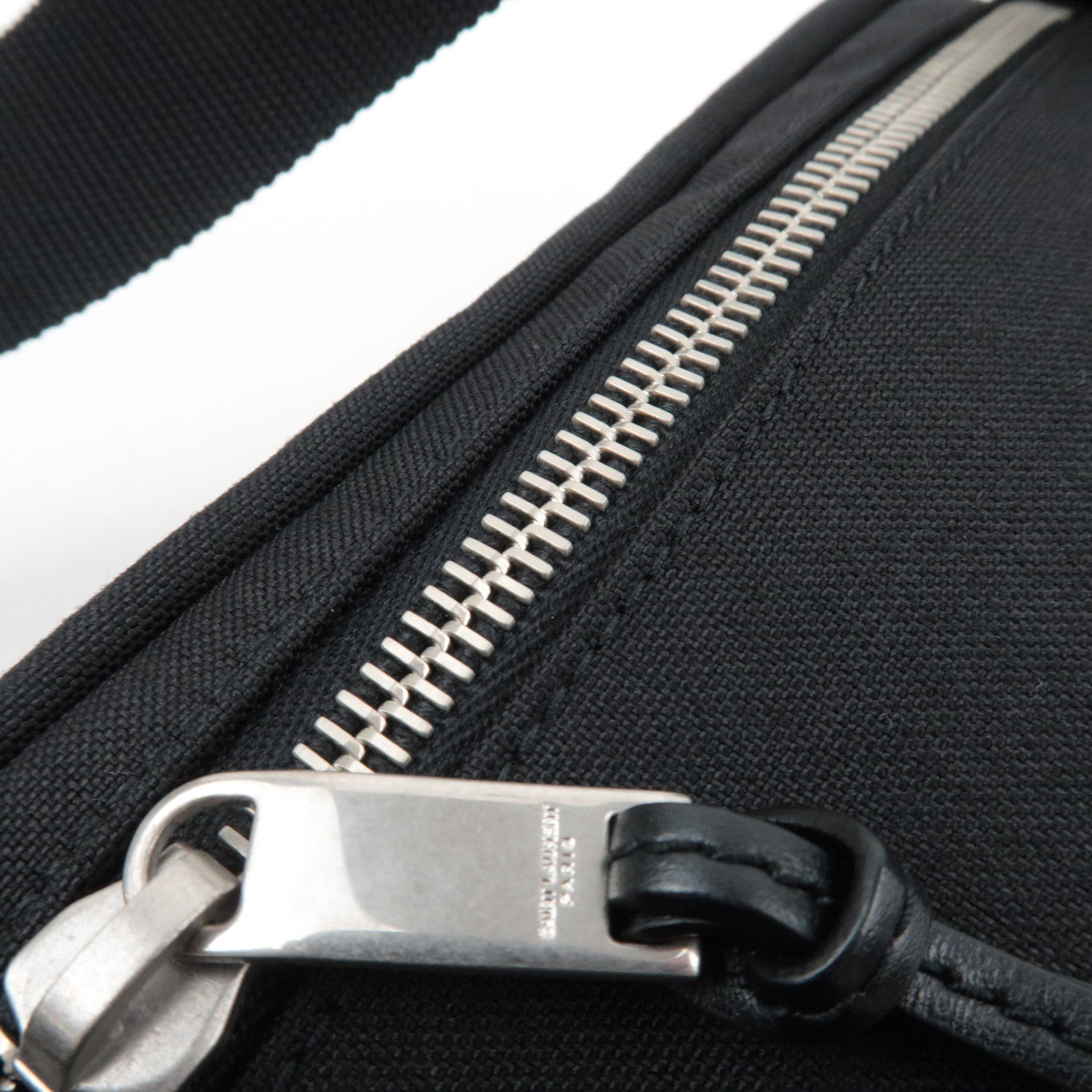 SAINT LAURENT Waist Bag Canvas Leather Black 505973