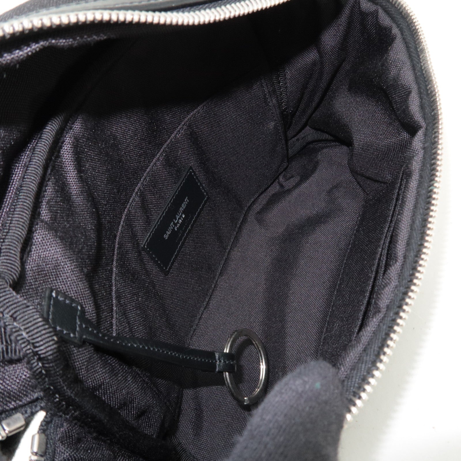 SAINT LAURENT Waist Bag Canvas Leather Black 505973