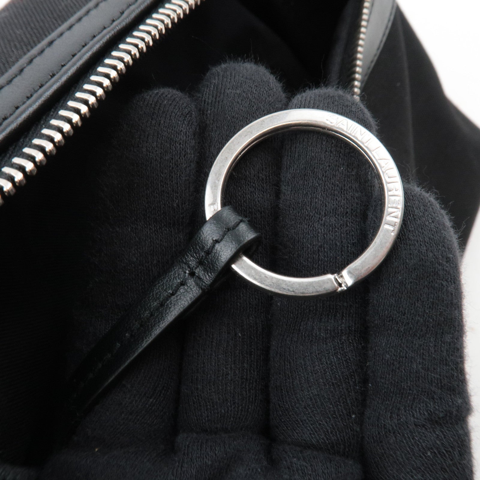 SAINT LAURENT Waist Bag Canvas Leather Black 505973