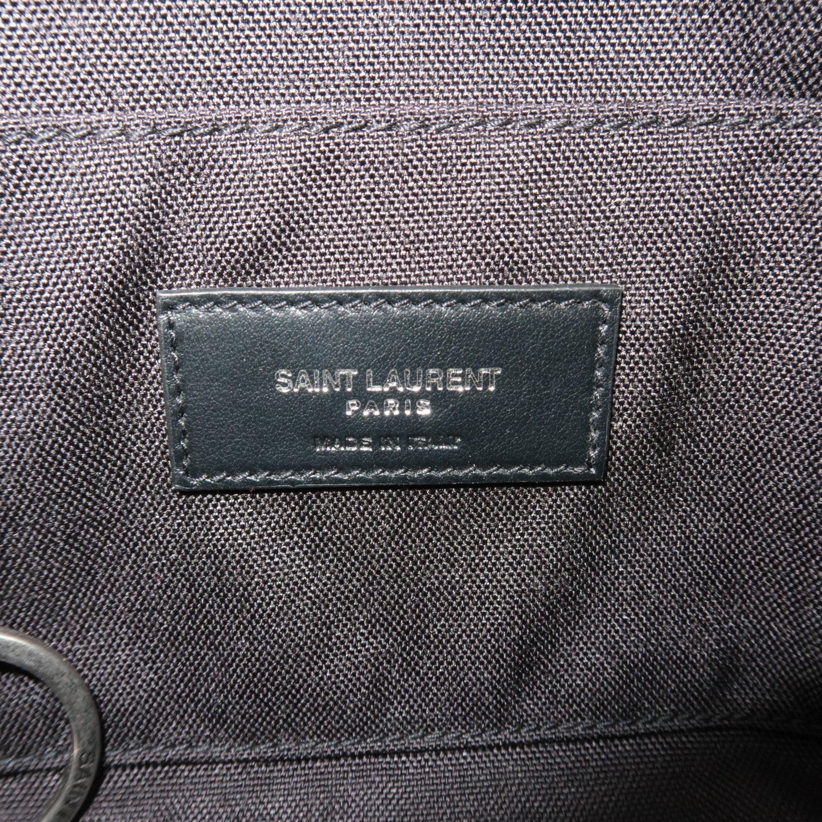 SAINT LAURENT Waist Bag Canvas Leather Black 505973