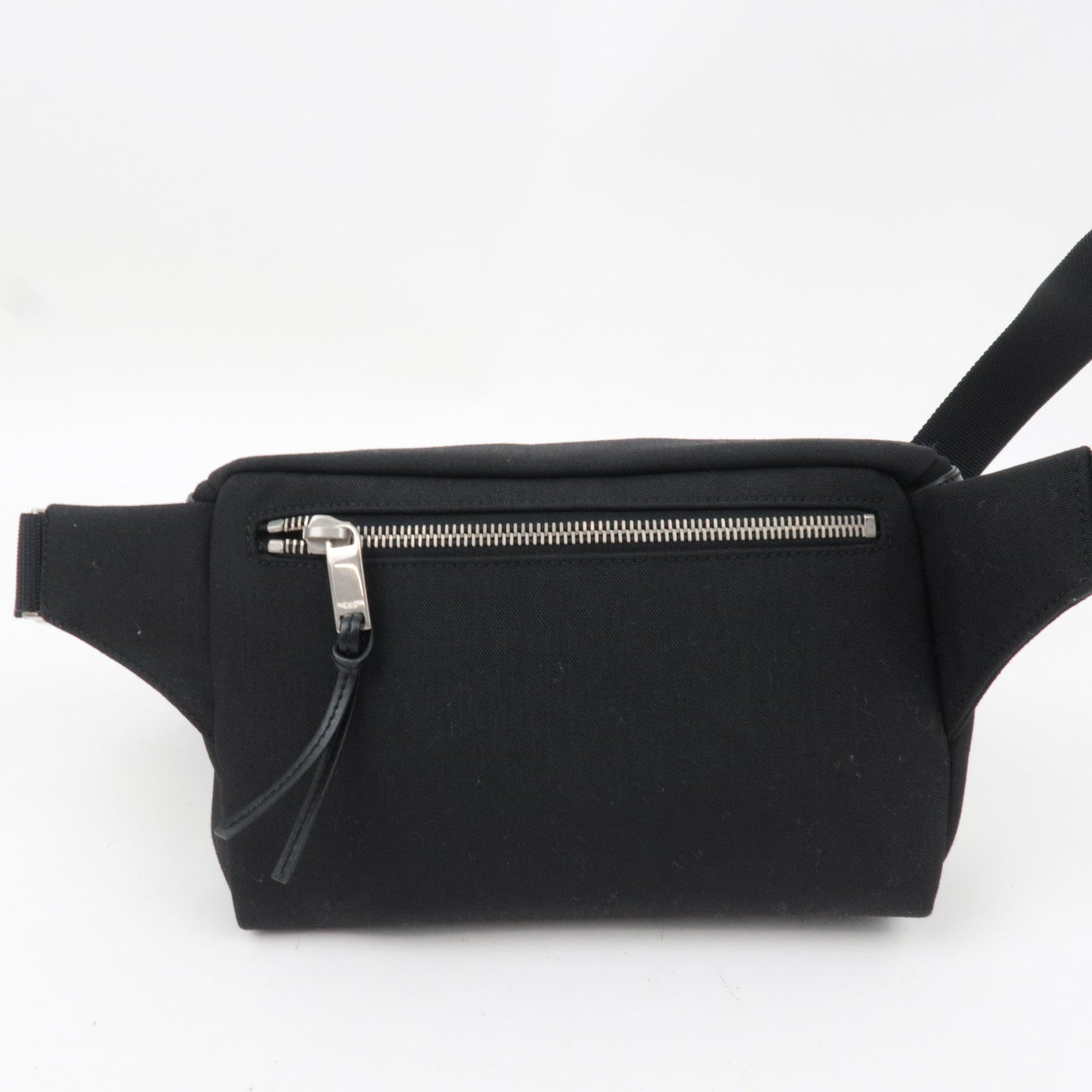 SAINT LAURENT Waist Bag Canvas Leather Black 505973