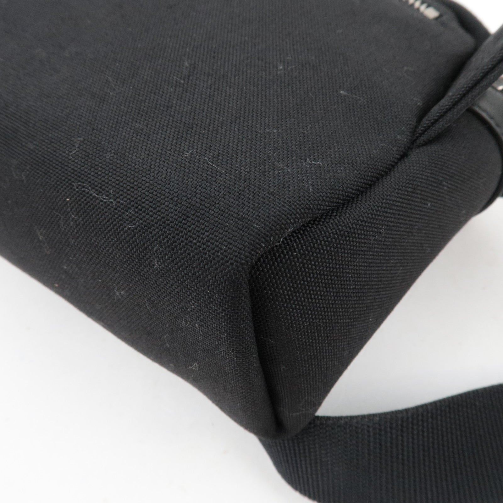 SAINT LAURENT Waist Bag Canvas Leather Black 505973