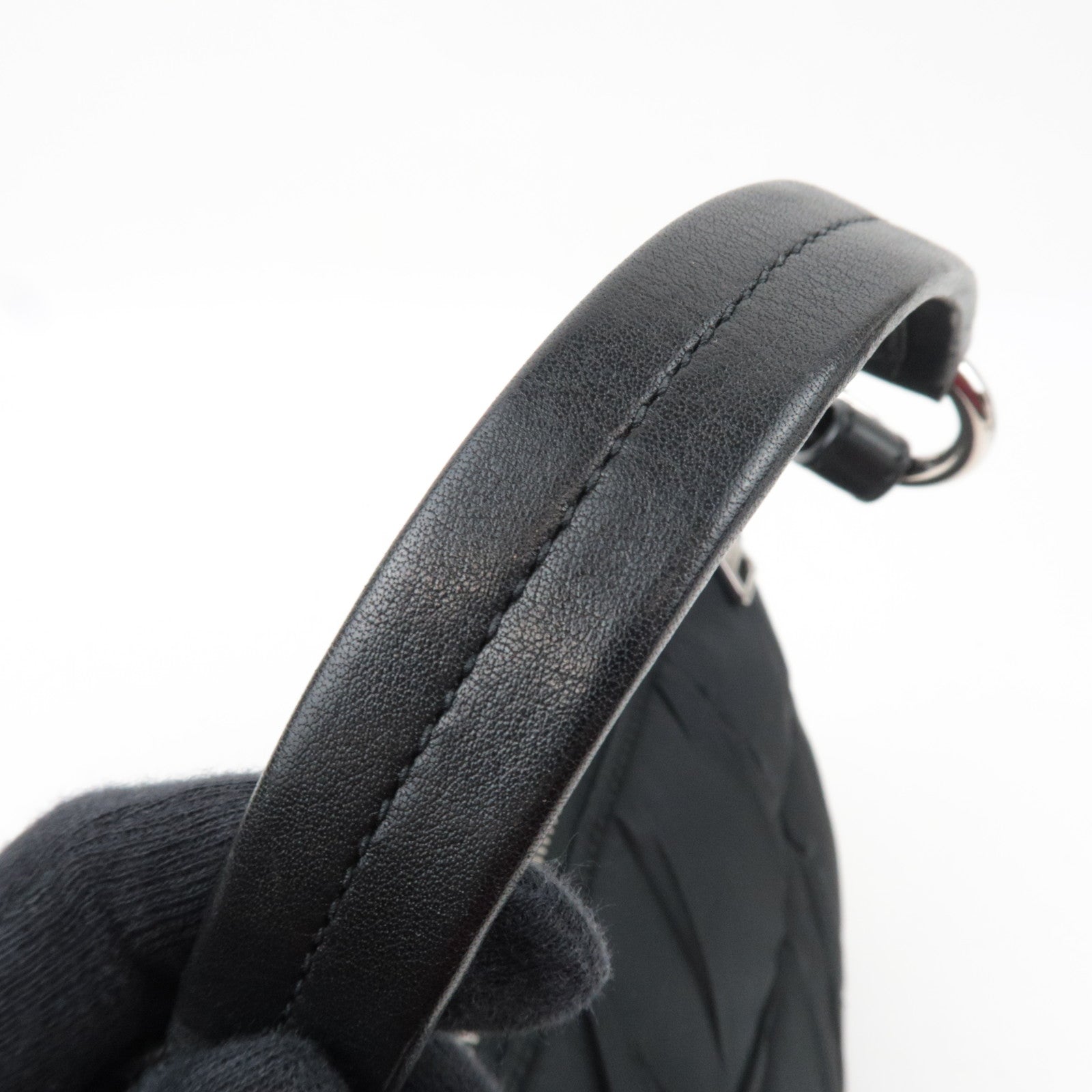 PRADA Nylon Leather Puffy Shoulder Bag Black