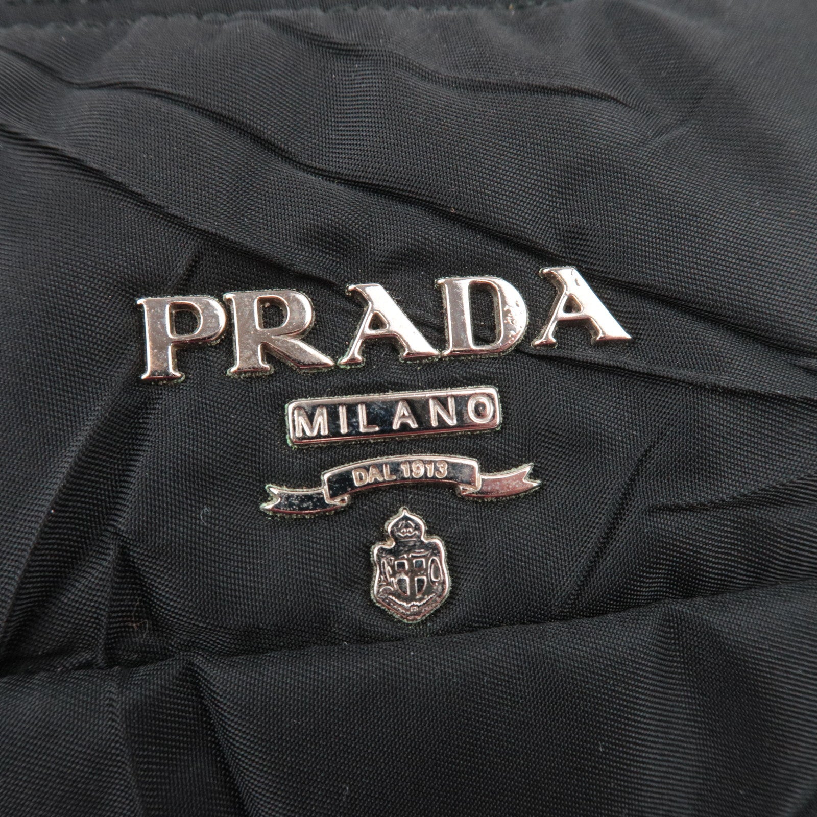 PRADA Nylon Leather Puffy Shoulder Bag Black