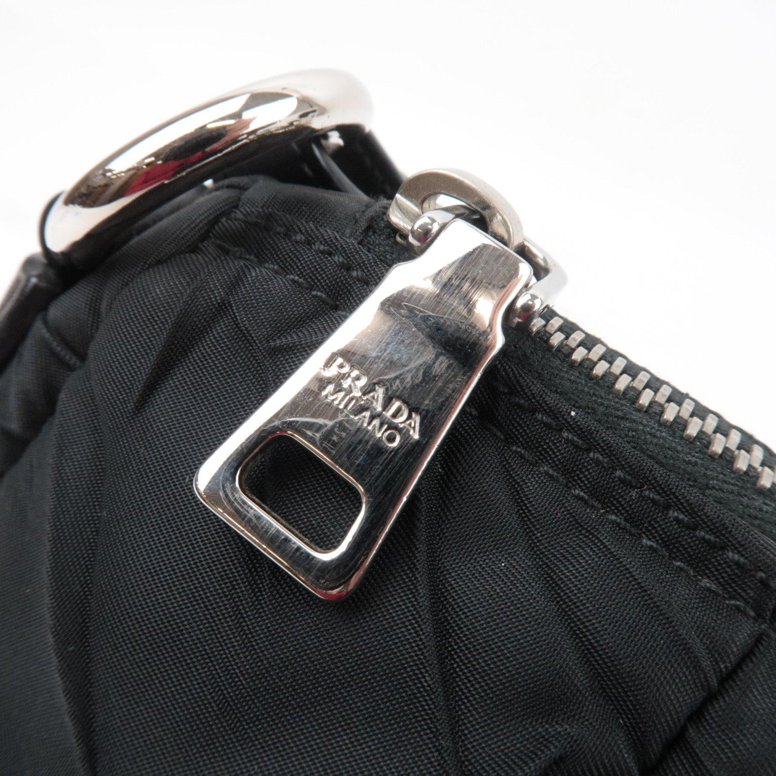 PRADA Nylon Leather Puffy Shoulder Bag Black