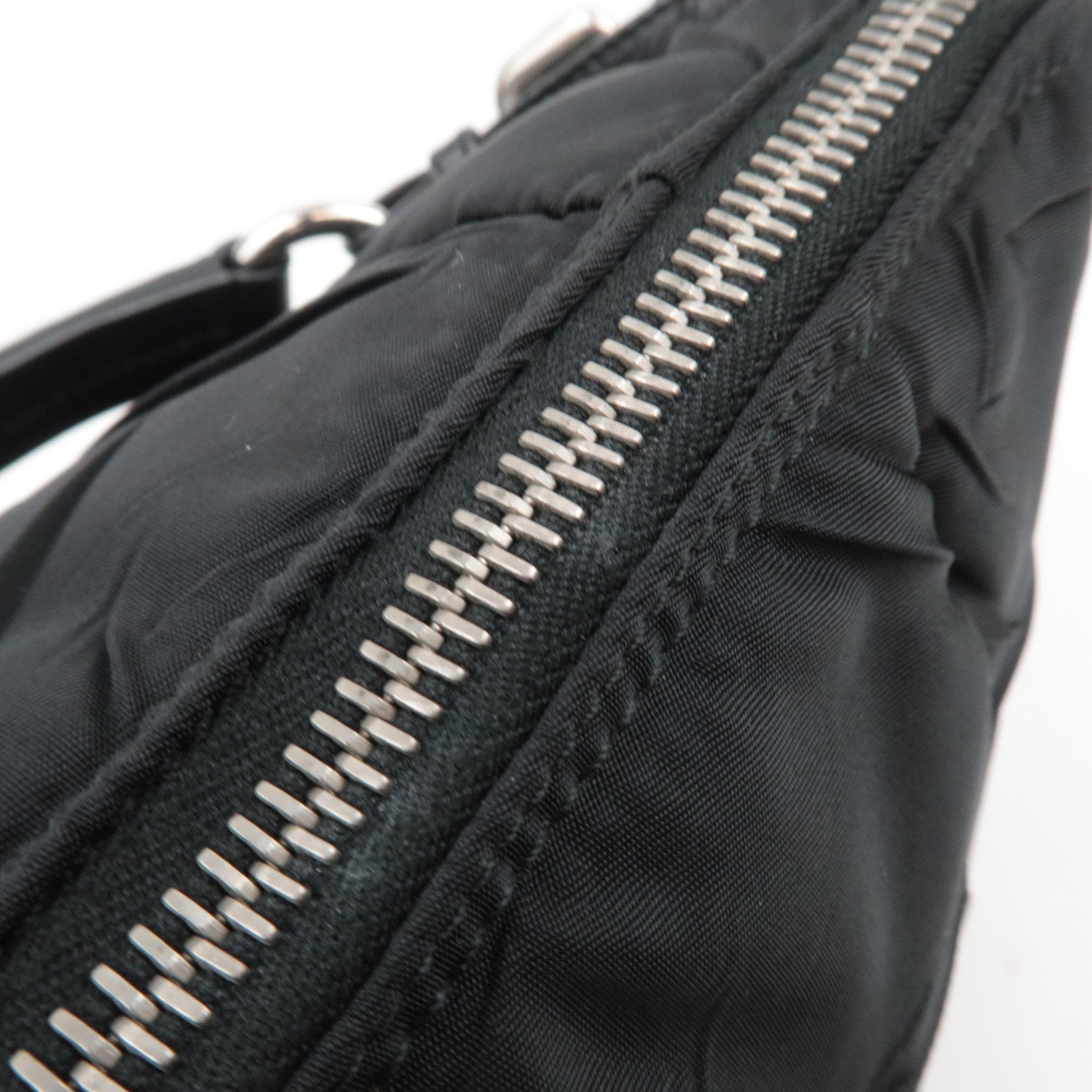 PRADA Nylon Leather Puffy Shoulder Bag Black