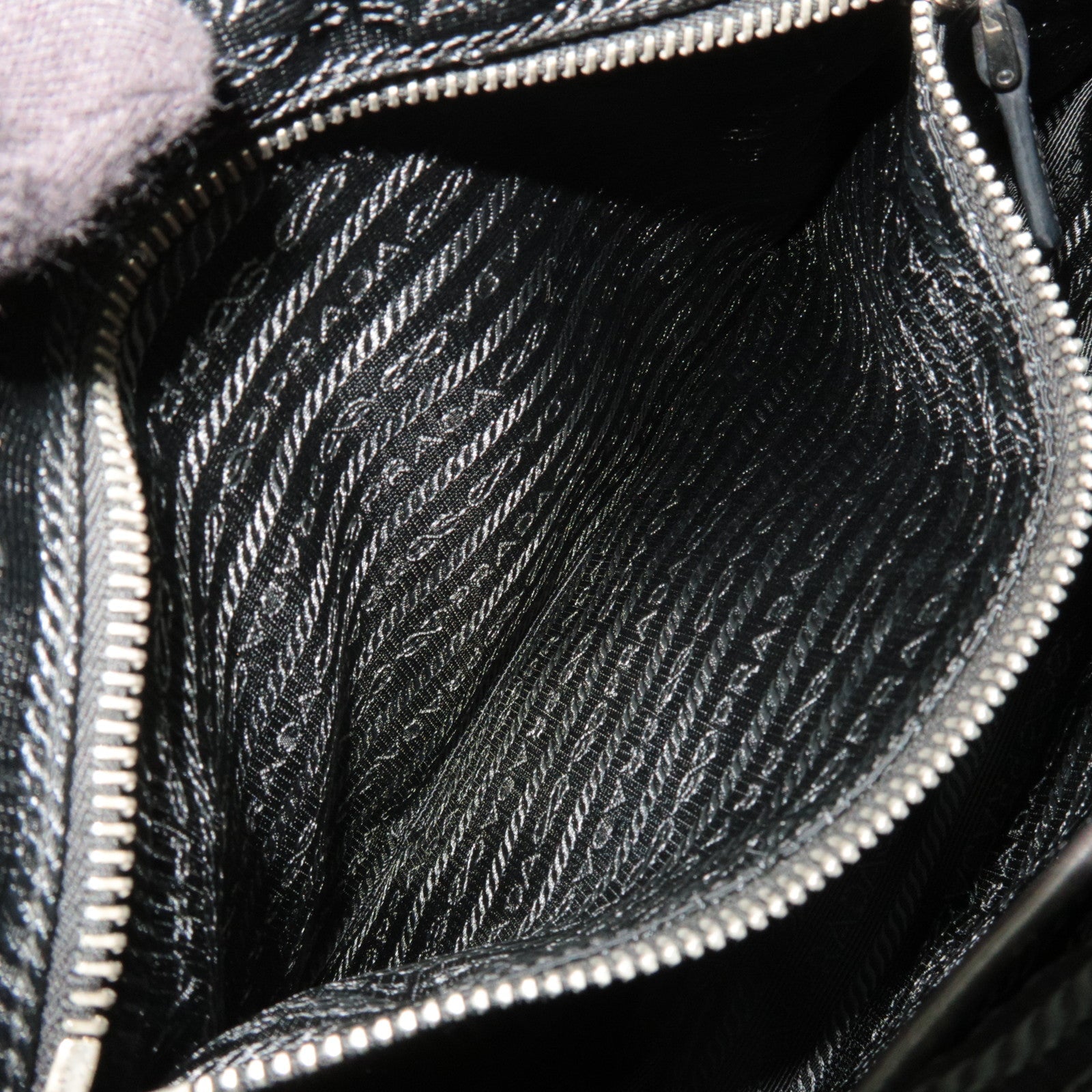 PRADA Nylon Leather Puffy Shoulder Bag Black