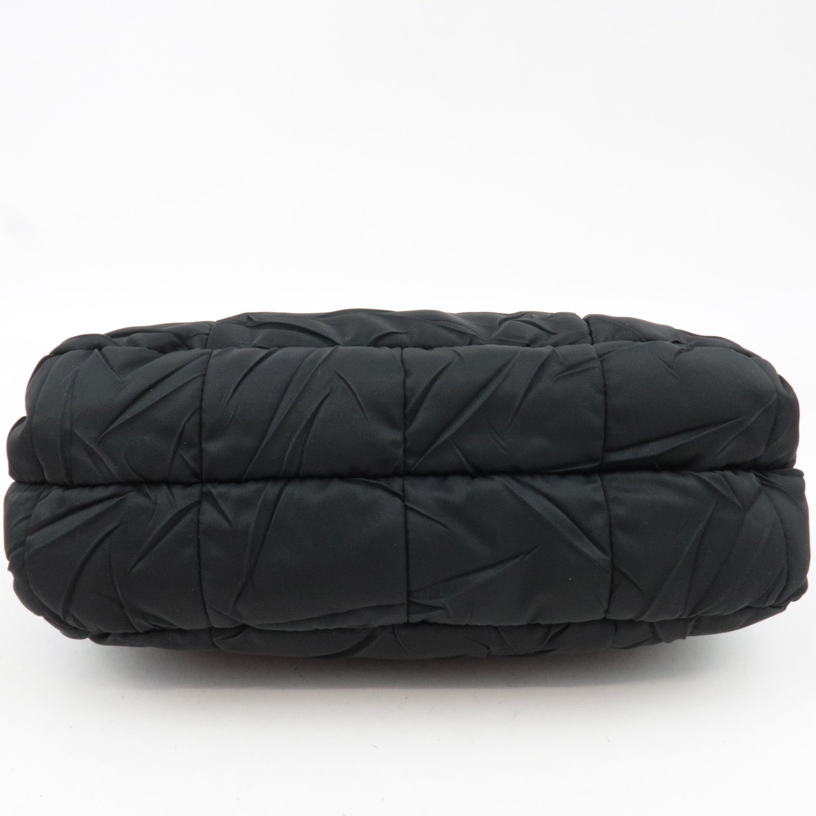 PRADA Nylon Leather Puffy Shoulder Bag Black