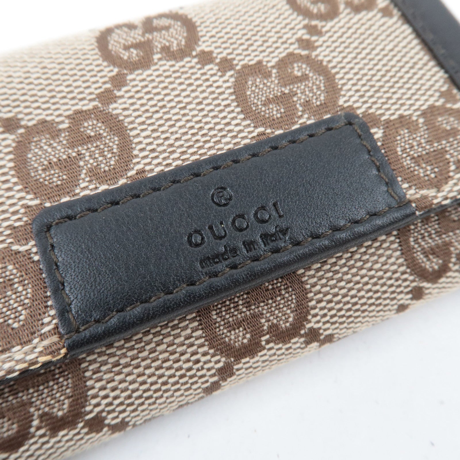 GUCCI Key Case GG Canvas Leather Beige Brown 101667