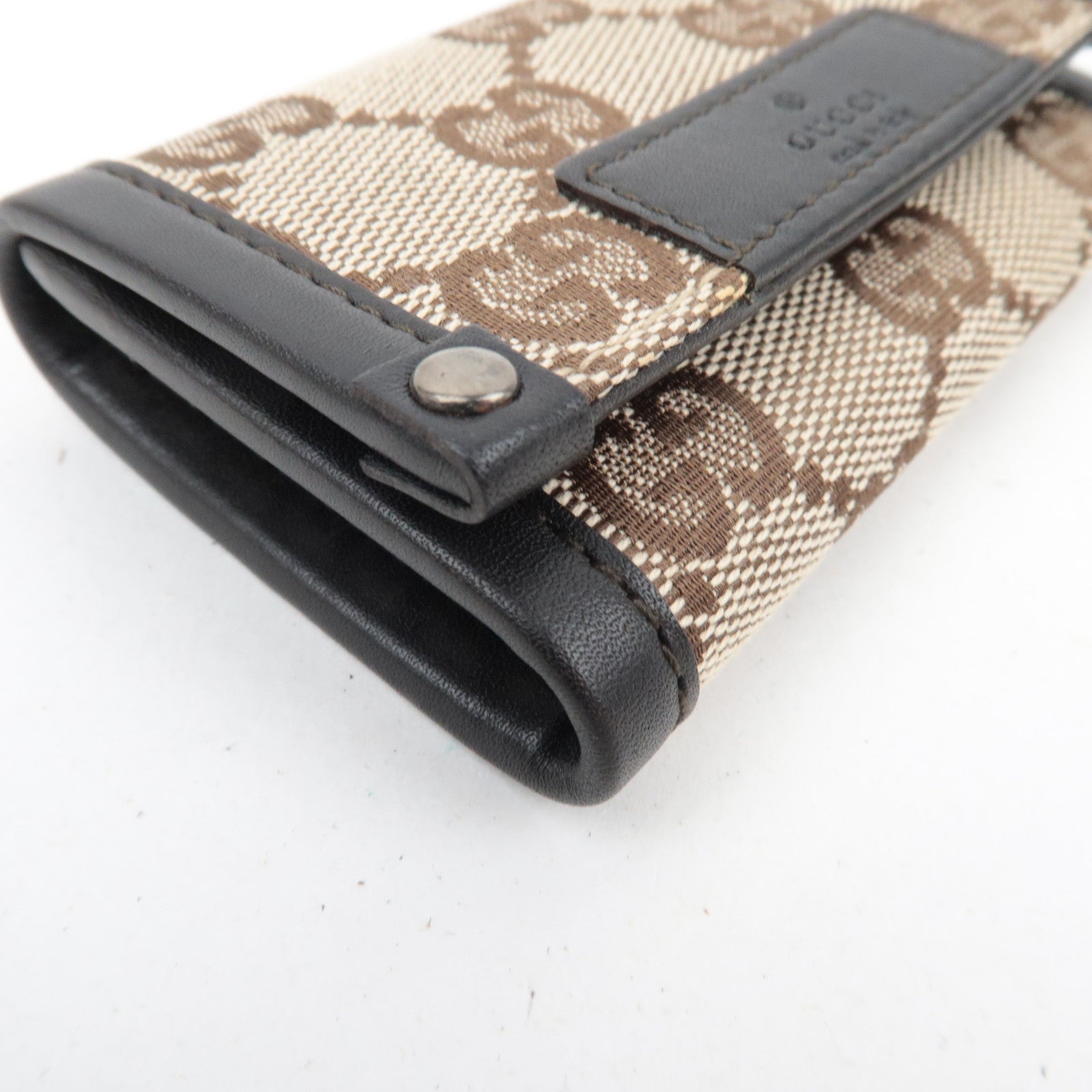 GUCCI Key Case GG Canvas Leather Beige Brown 101667