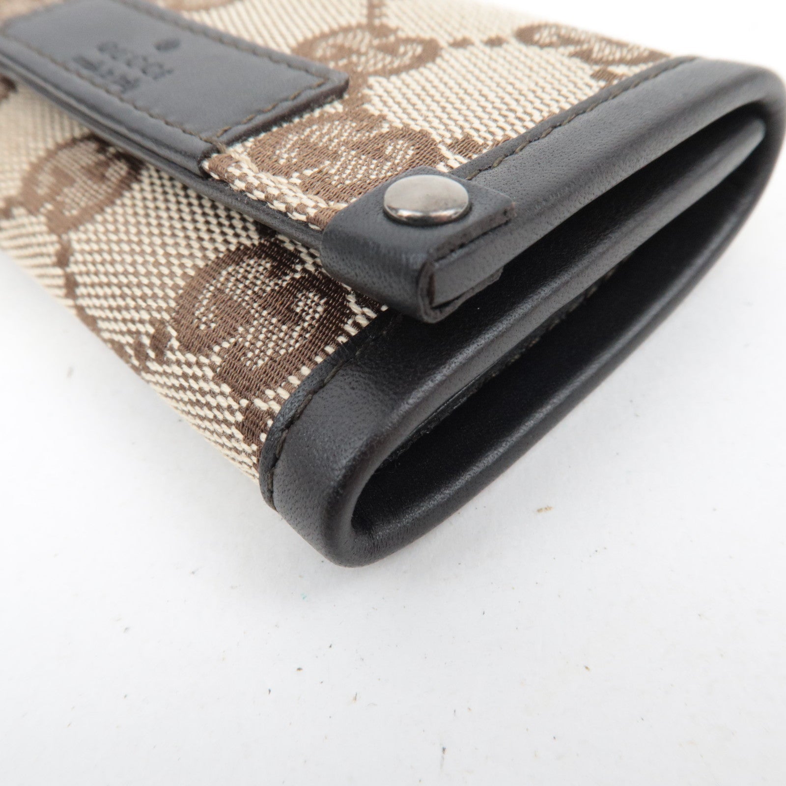 GUCCI Key Case GG Canvas Leather Beige Brown 101667