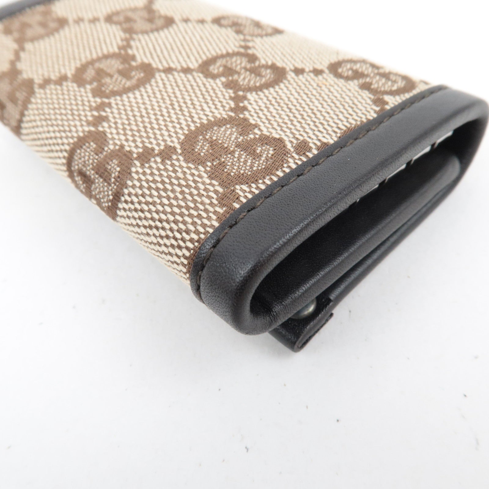 GUCCI Key Case GG Canvas Leather Beige Brown 101667