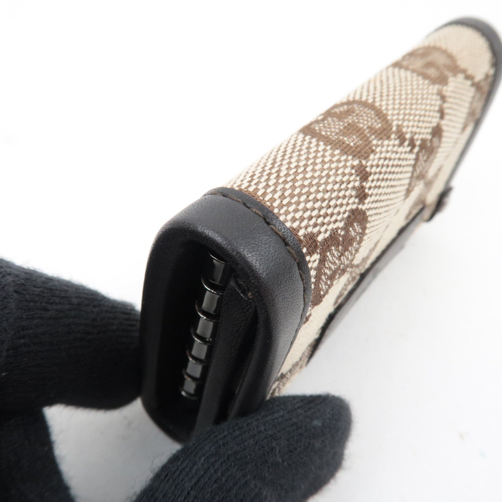 GUCCI Key Case GG Canvas Leather Beige Brown 101667