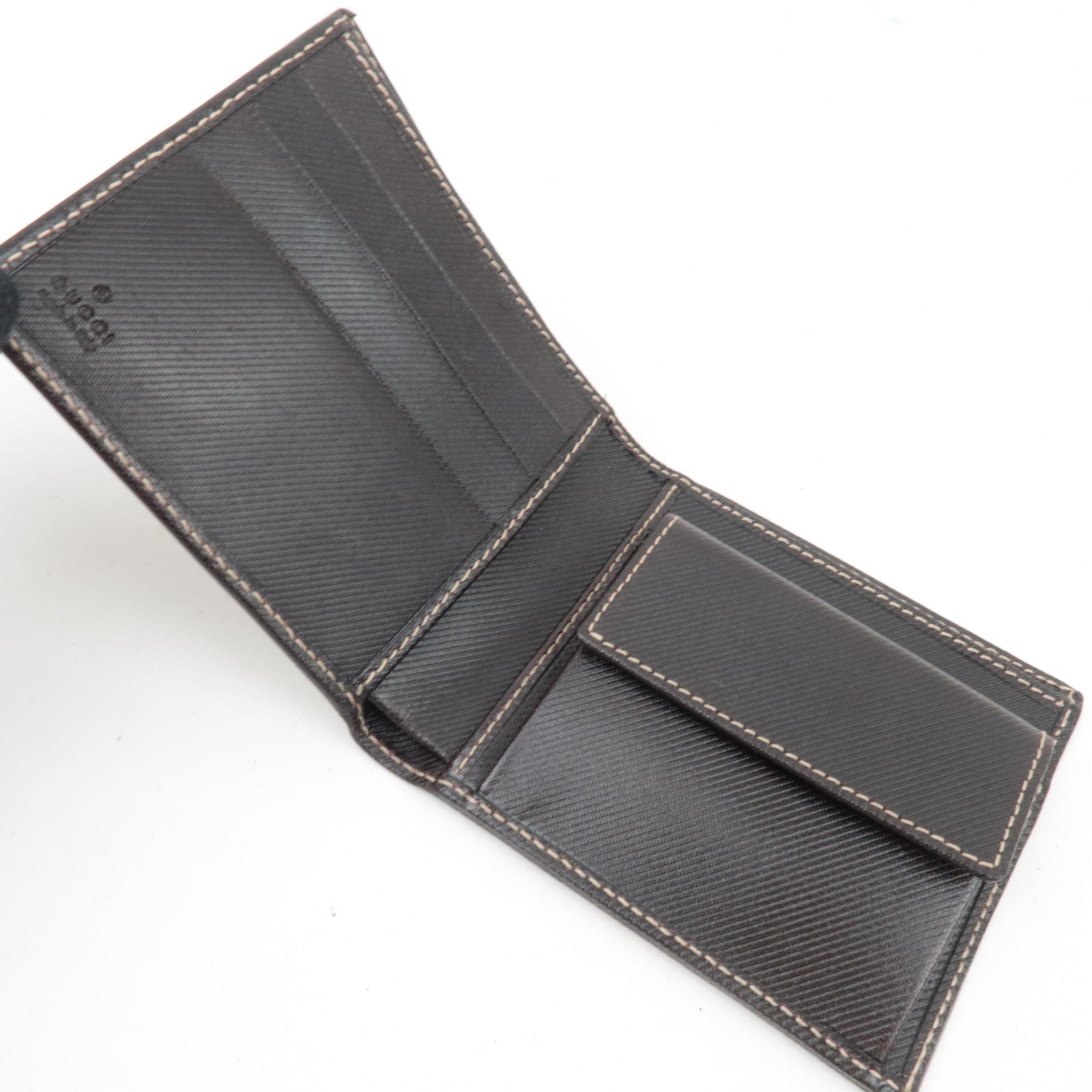 GUCCI Bifold Wallet GG Canvas Leather Beige Brown 04862