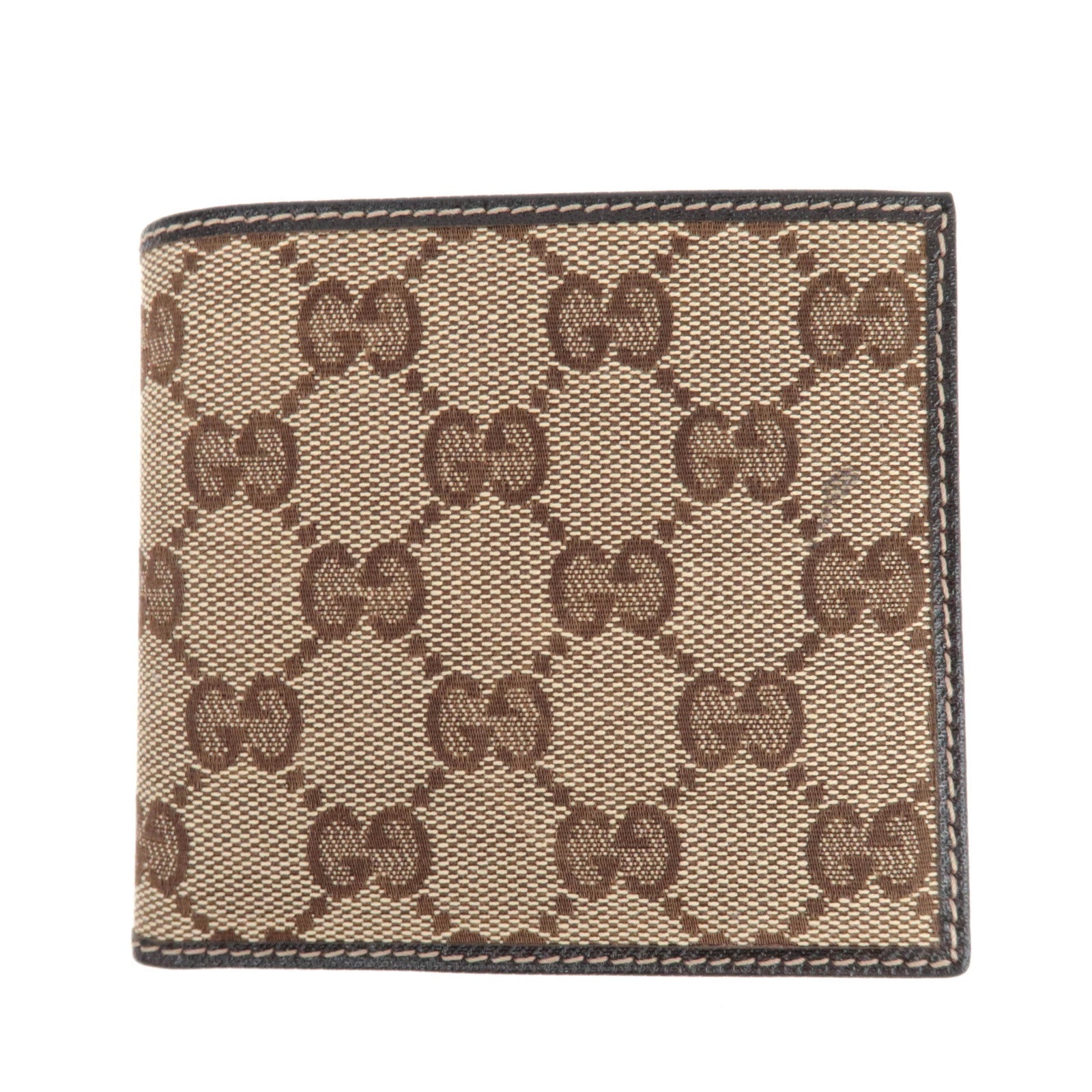 GUCCI Bifold Wallet GG Canvas Leather Beige Brown 0486286425