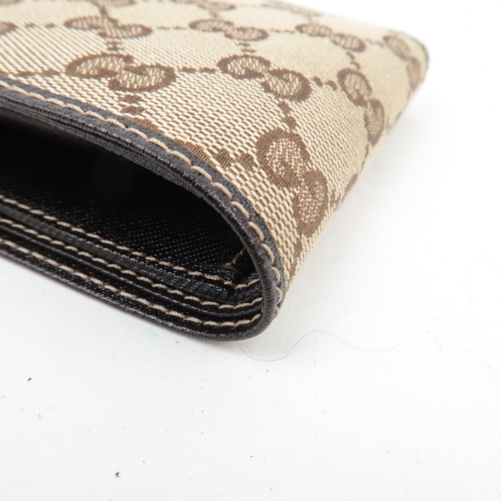 GUCCI Bifold Wallet GG Canvas Leather Beige Brown 04862