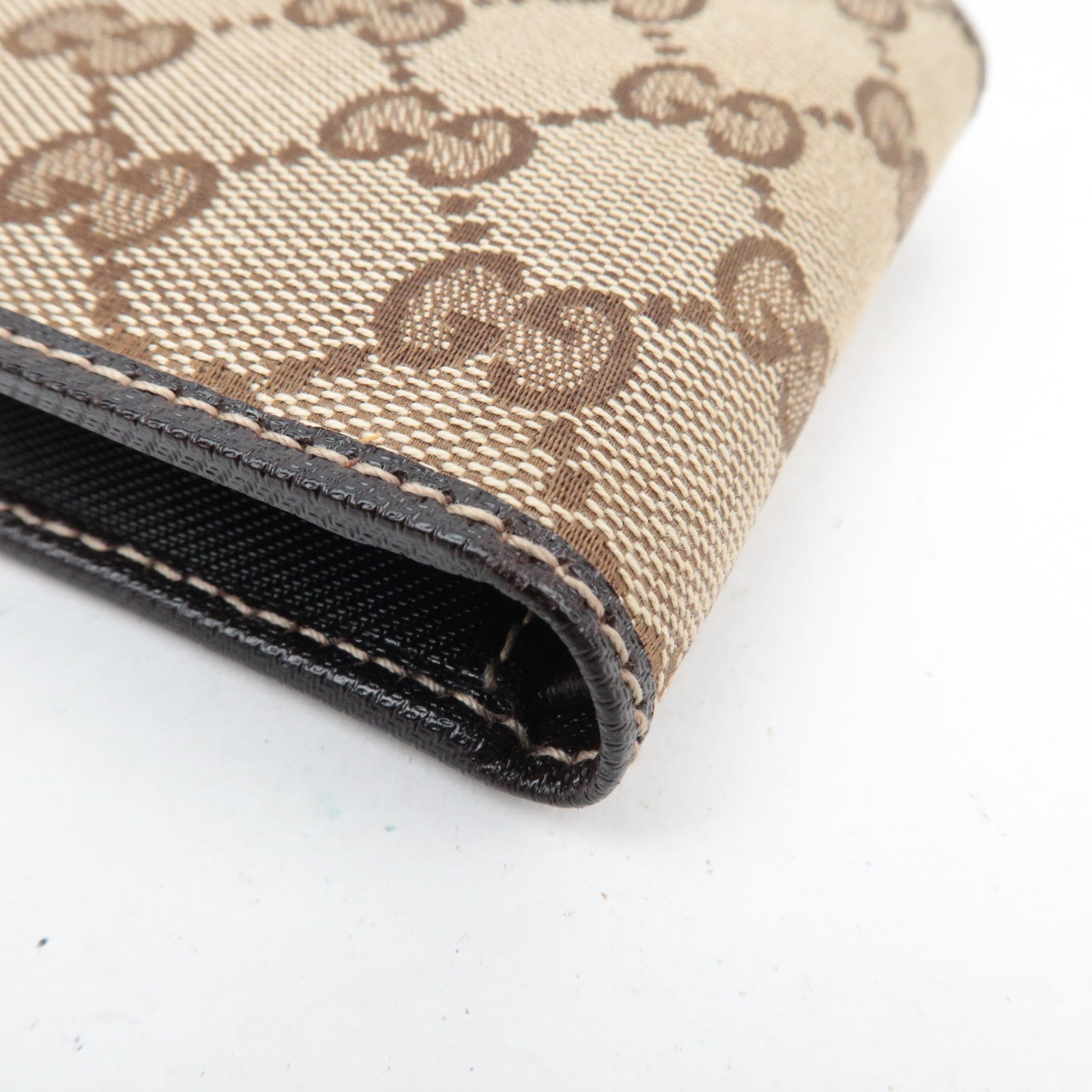 GUCCI Bifold Wallet GG Canvas Leather Beige Brown 04862