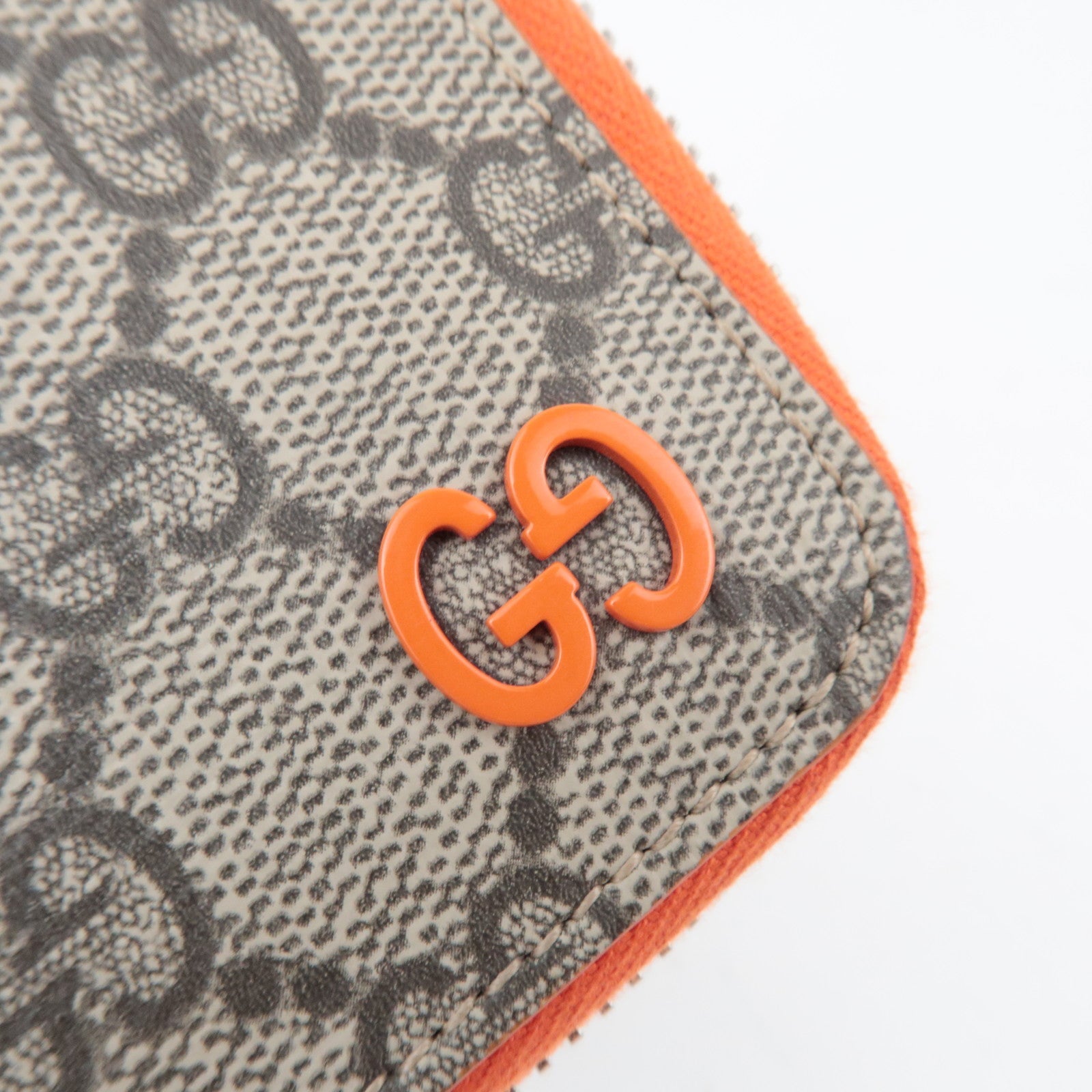 GUCCI Long Wallet GG Supreme Leather Beige Orange 822051