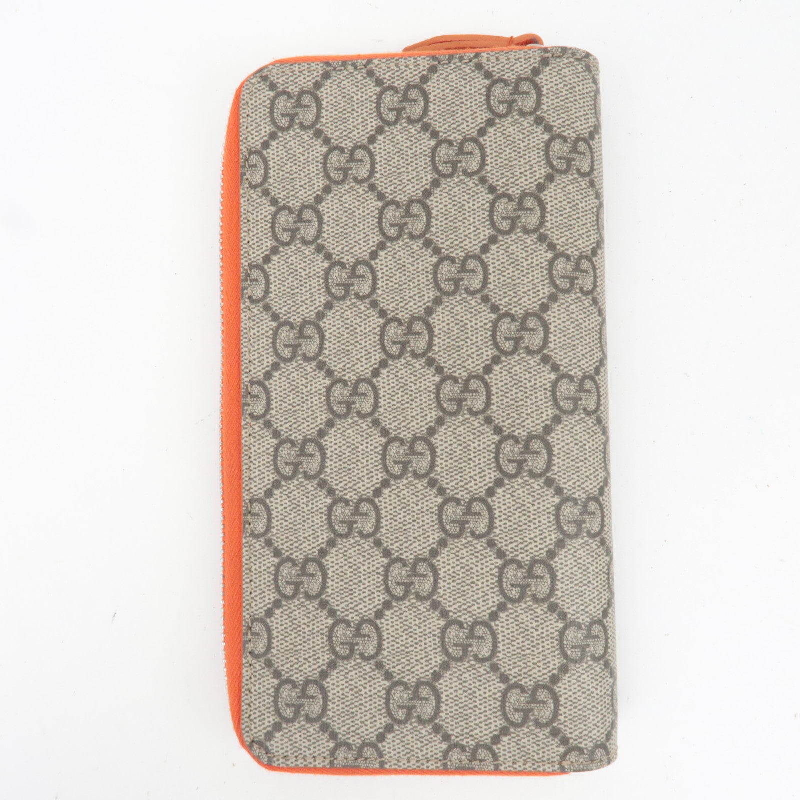GUCCI Long Wallet GG Supreme Leather Beige Orange 822051