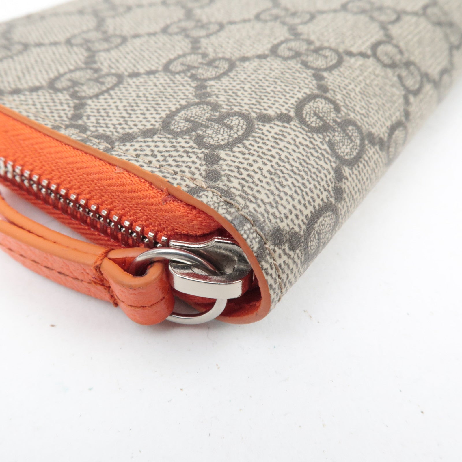 GUCCI Long Wallet GG Supreme Leather Beige Orange 822051